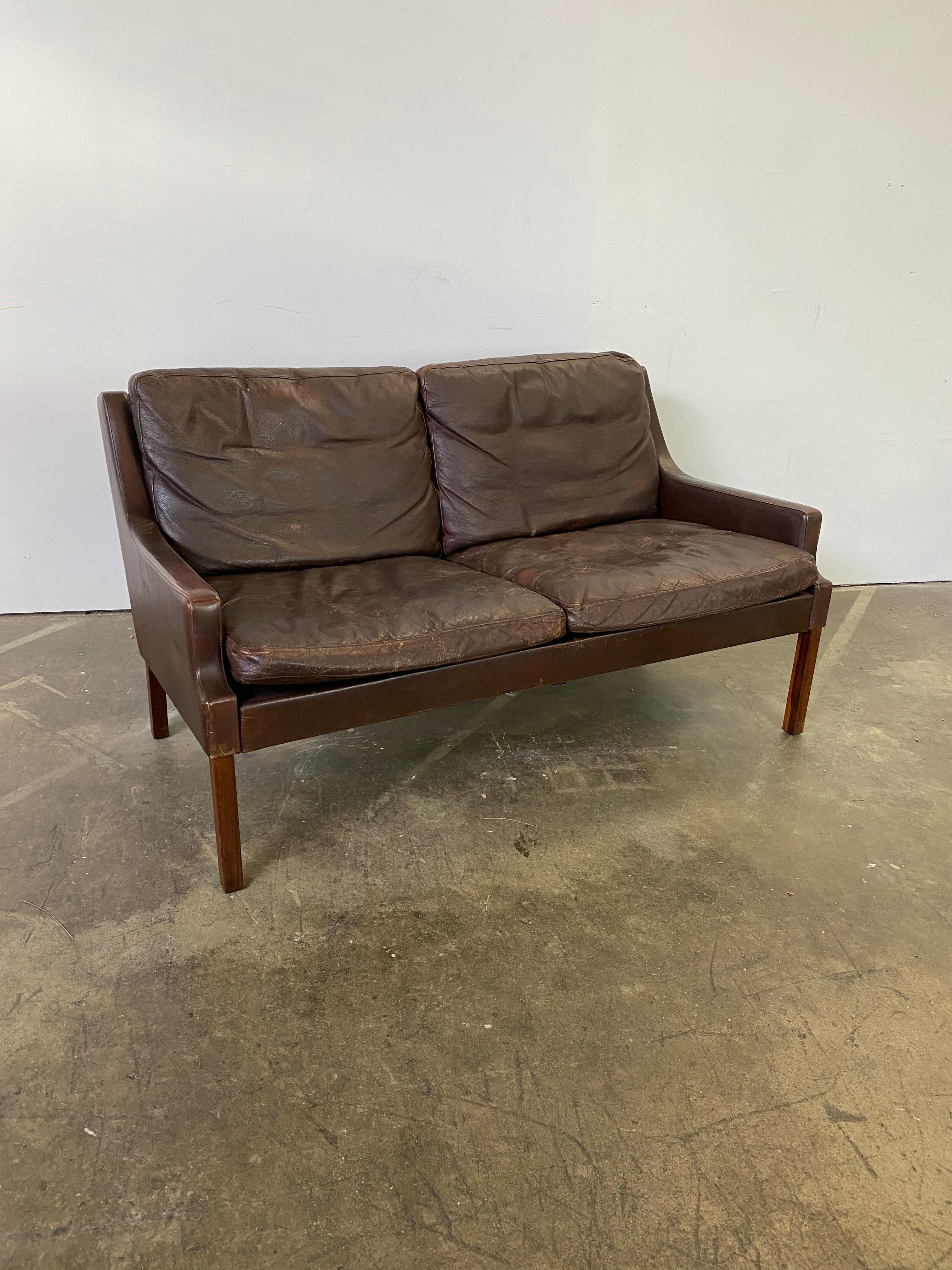 Vintage Danish Leather Loveseat Sofa by Georg Thams for Vejen Møbelfabrik 3