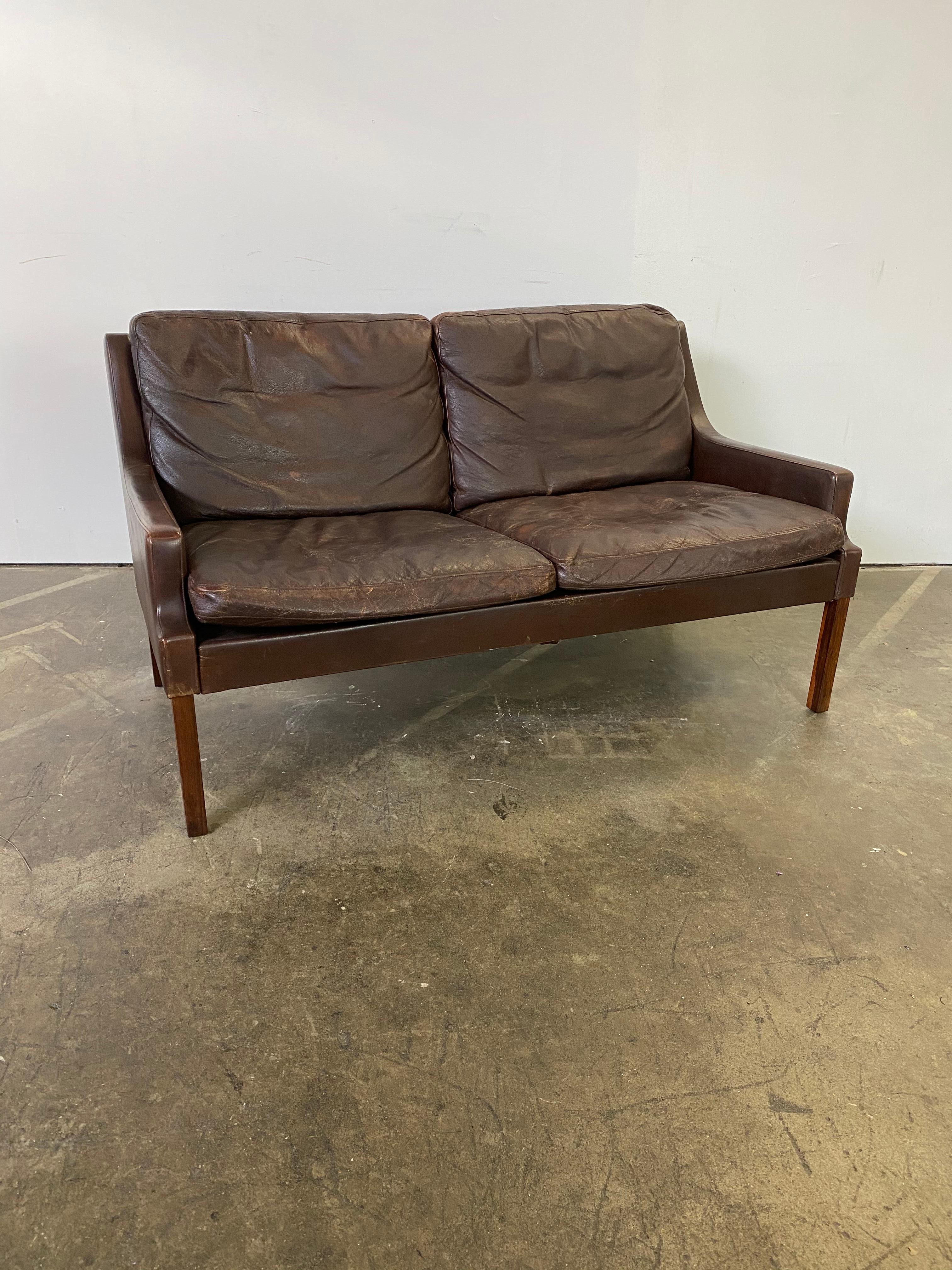 Vintage Danish Leather Loveseat Sofa by Georg Thams for Vejen Møbelfabrik 4