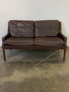 Vintage Danish Leather Loveseat Sofa by Georg Thams for Vejen Møbelfabrik