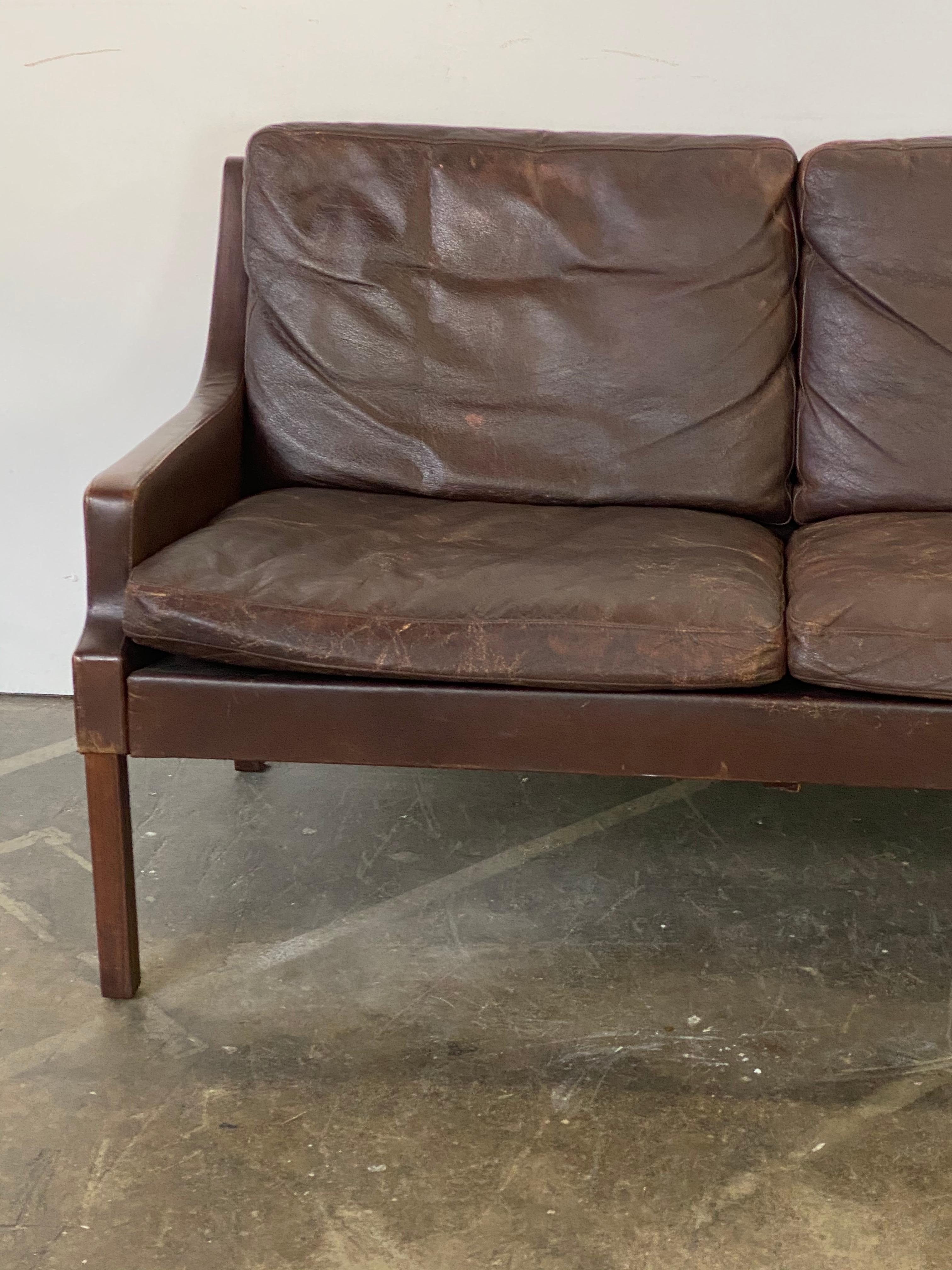 vintage danish leather sofa