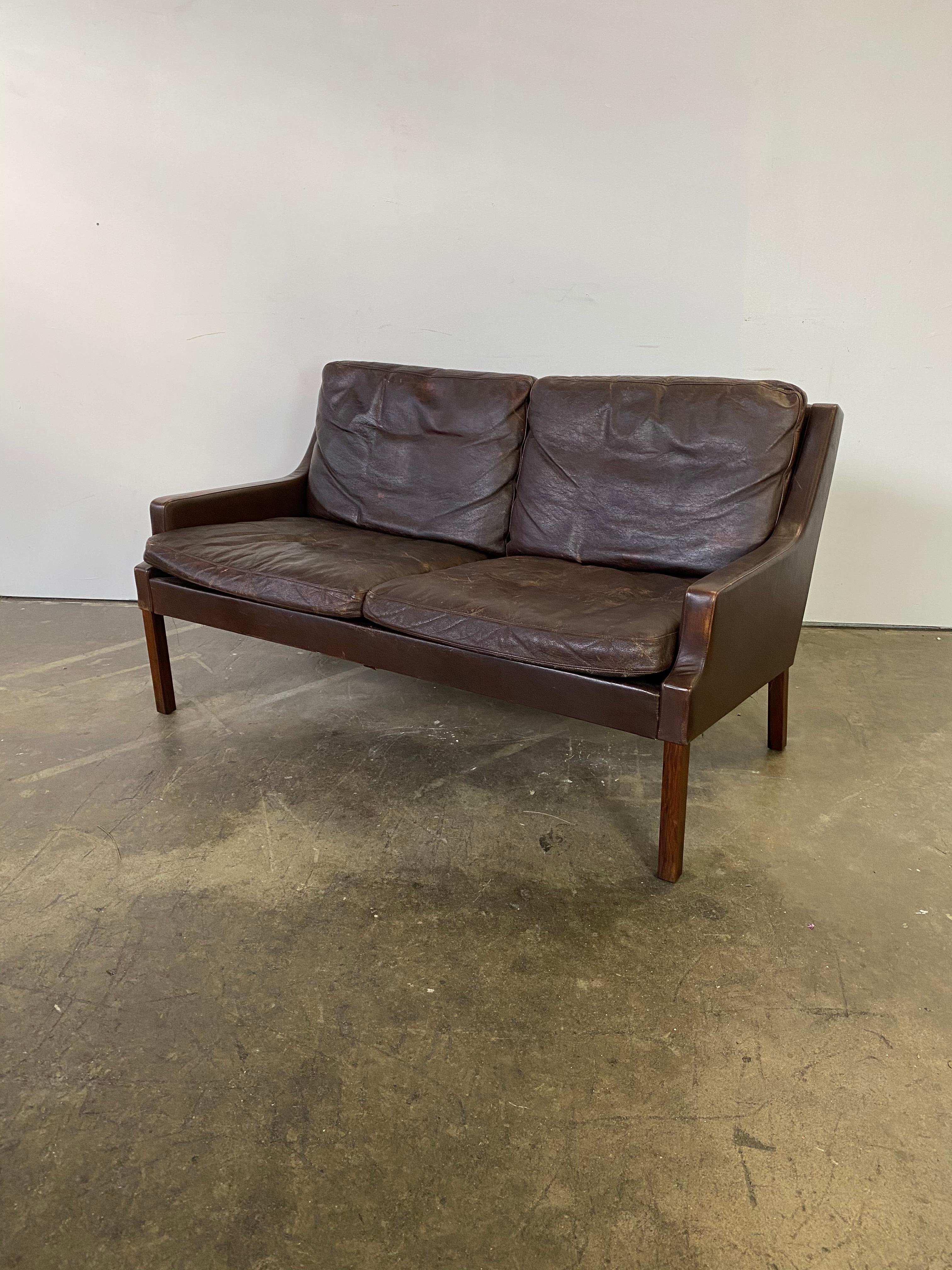 Vintage Danish Leather Loveseat Sofa by Georg Thams for Vejen Møbelfabrik 2
