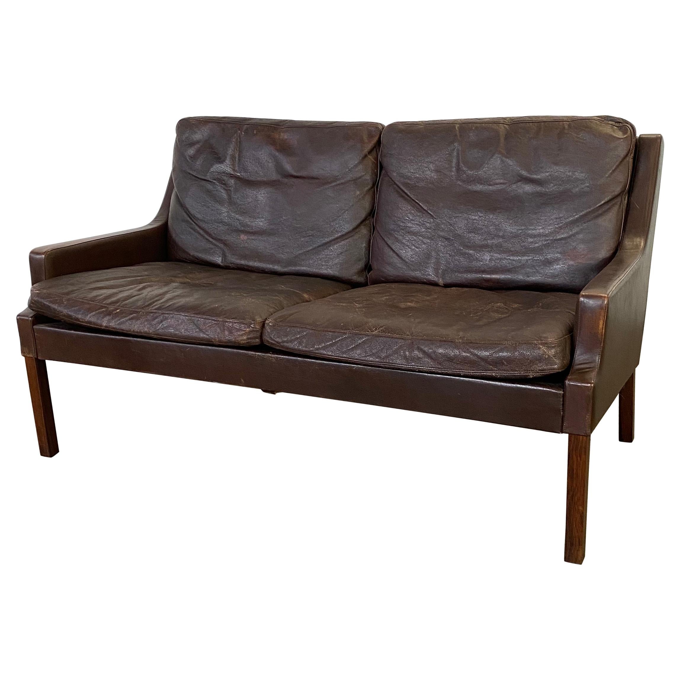 Vintage Danish Leather Loveseat Sofa by Georg Thams for Vejen Møbelfabrik