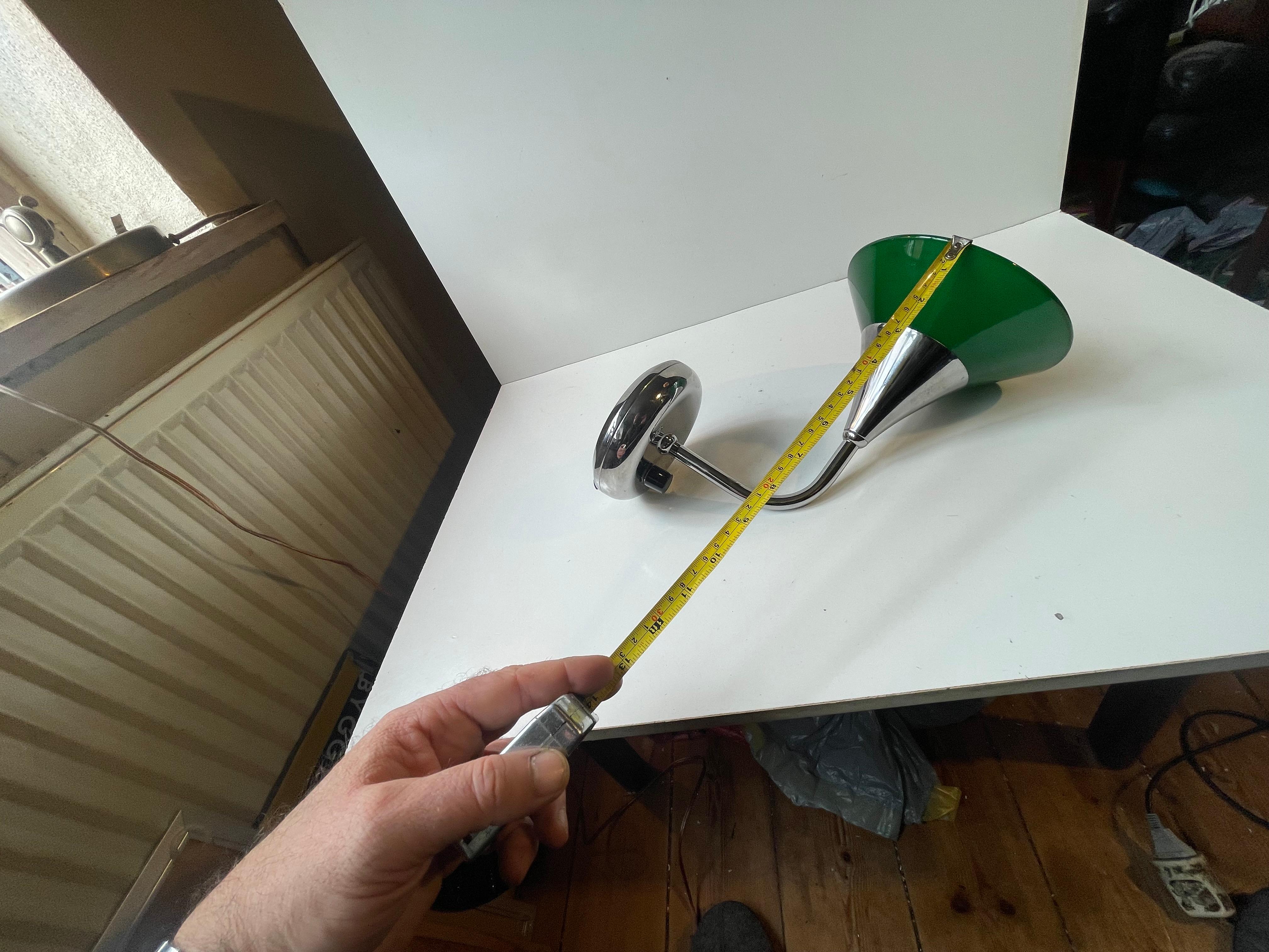 Vintage Danish Library Up-light Wall Sconce with Green Glass Shade For Sale 1