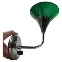 Vintage Danish Library Up-light Wall Sconce with Green Glass Shade