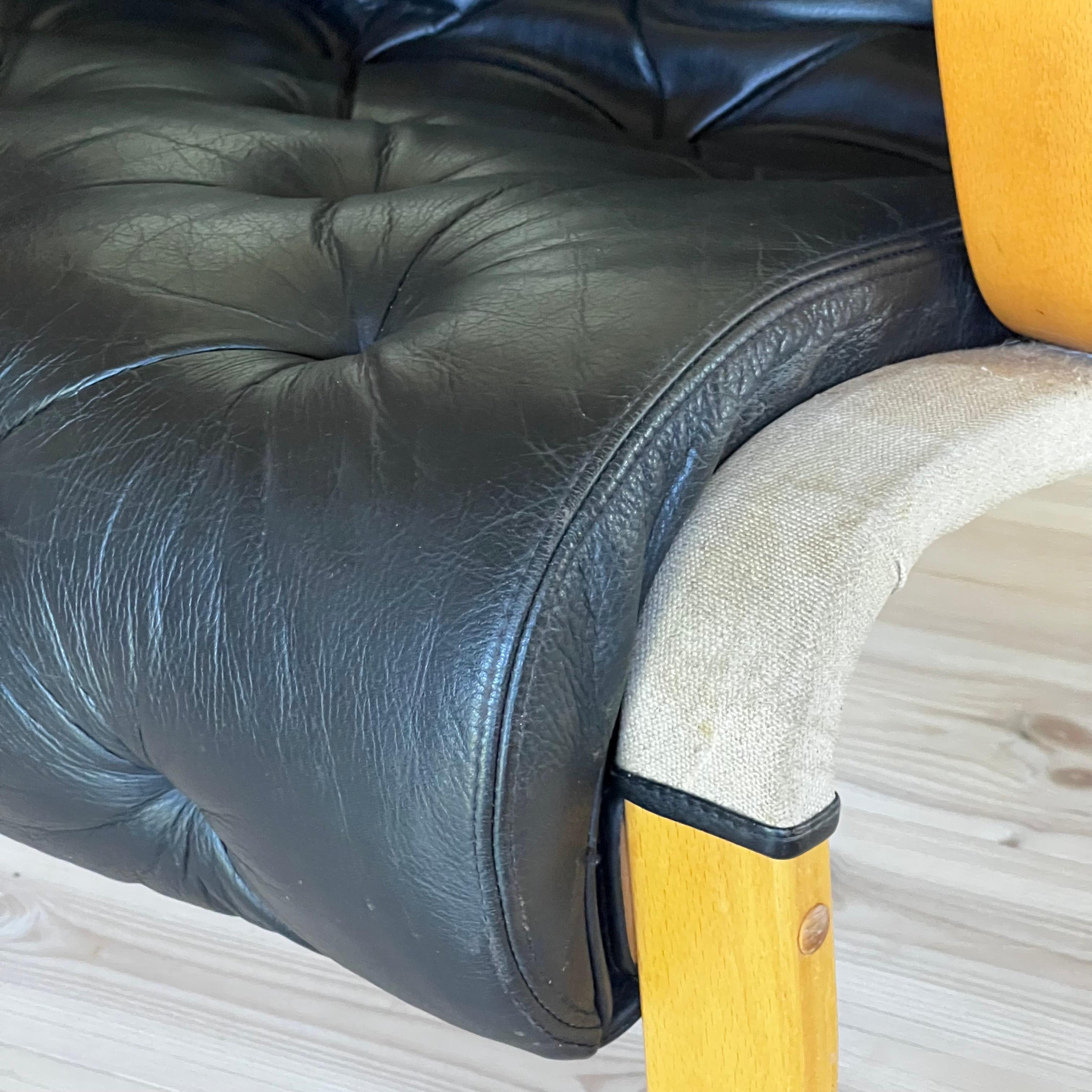 Vintage danish lounge chair and ottoman in the style of Pernilla Bruno Mathsson For Sale 2
