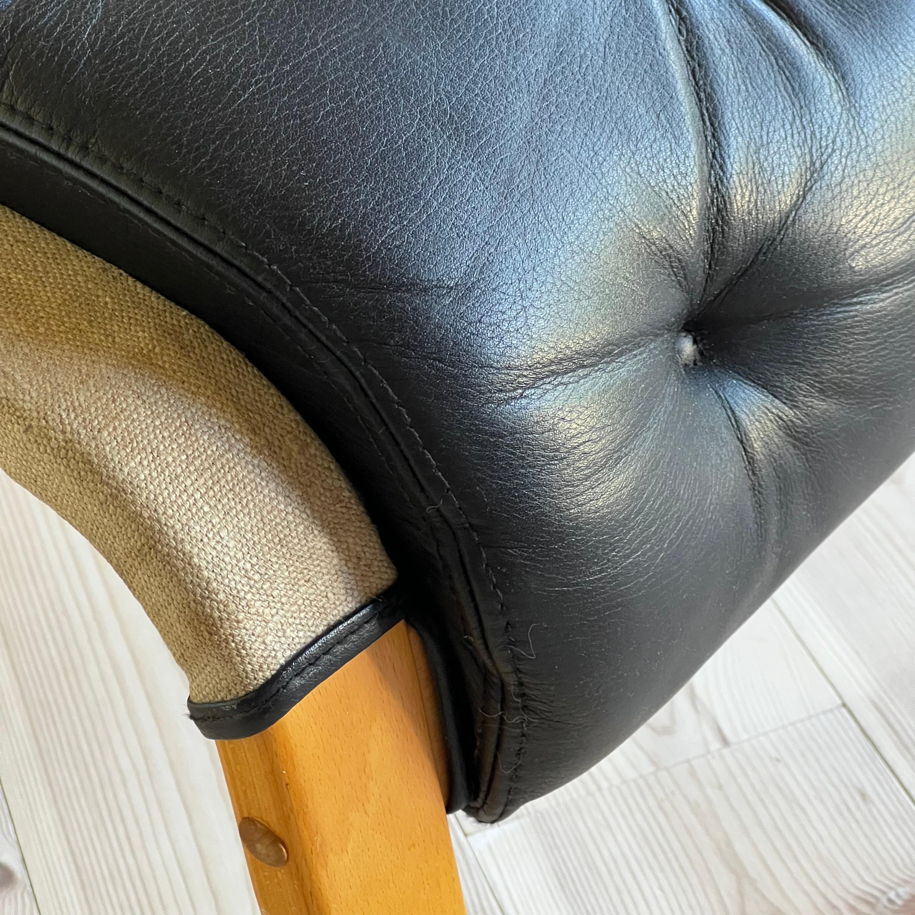 Vintage danish lounge chair and ottoman in the style of Pernilla Bruno Mathsson For Sale 5