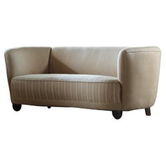 Vintage Danish Loveseat Curved Cabinetmaker Sofa, 1940s