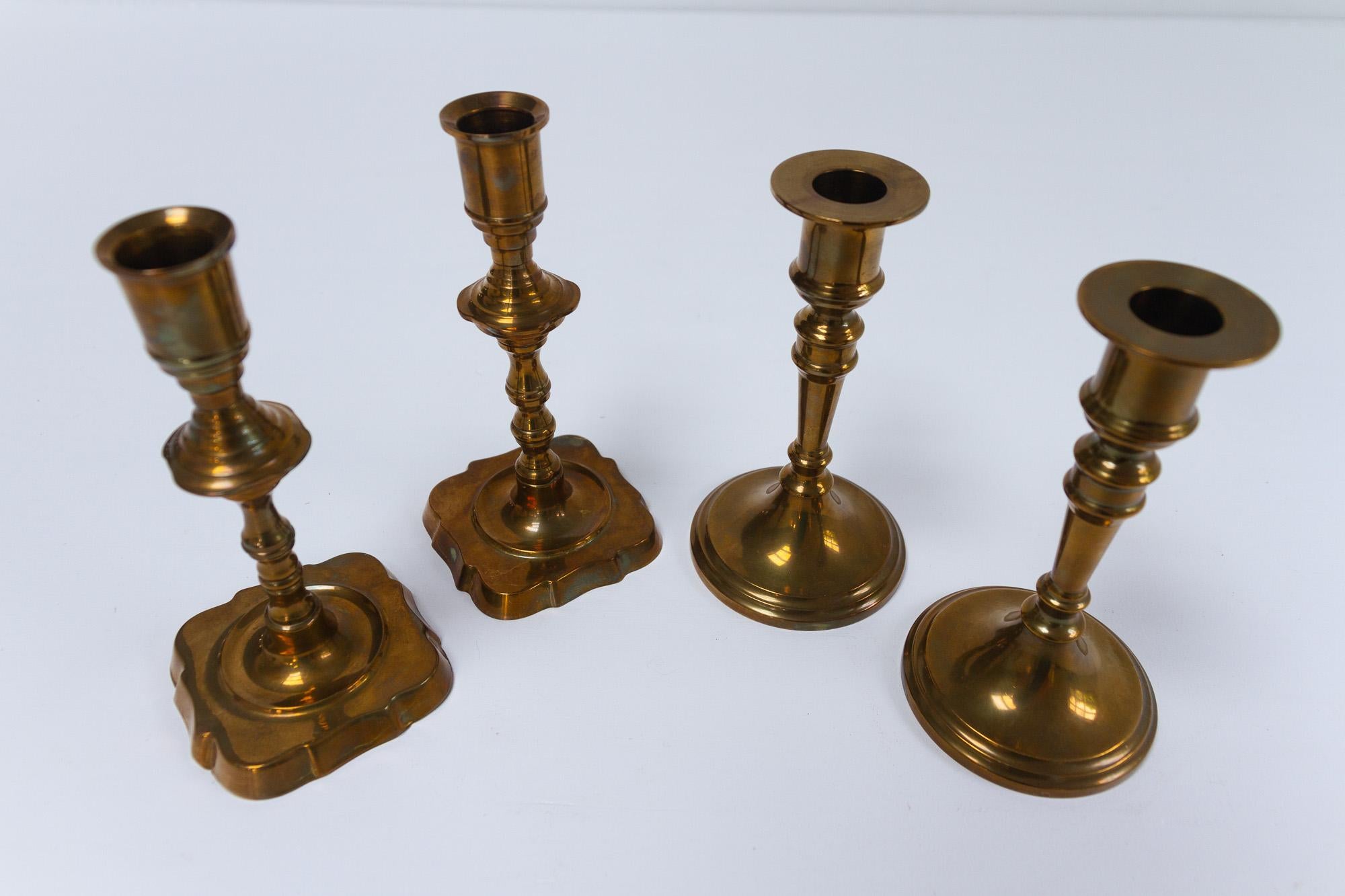Empire Vintage Danish Malm Candle Holders, 1950s. Set of 4. For Sale