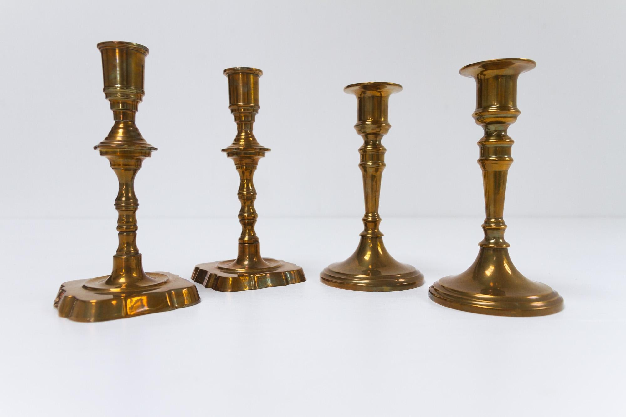 Vintage Danish Malm Candle Holders, 1950s. Set of 4. In Good Condition For Sale In Asaa, DK