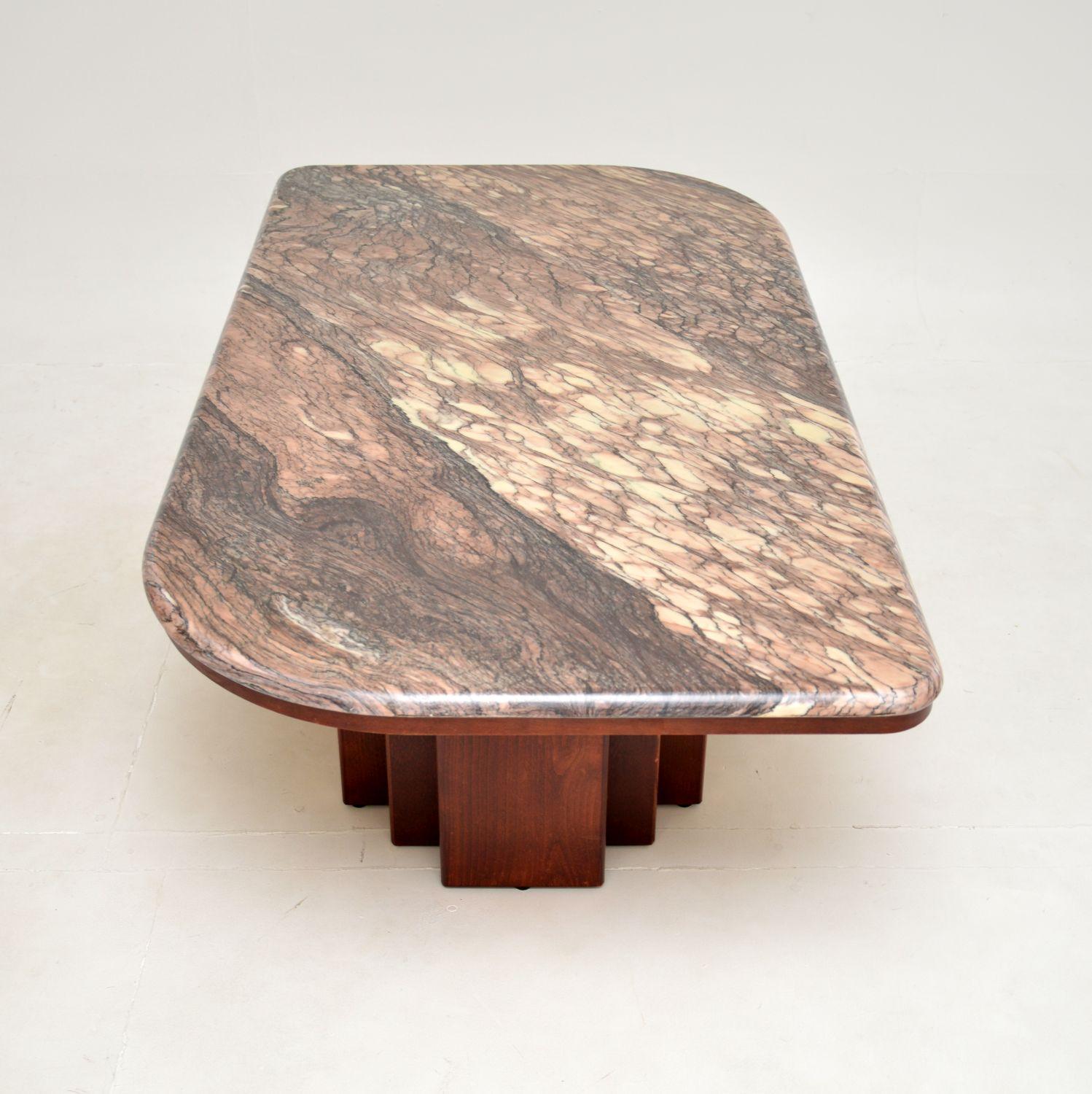 Vintage Danish Marble Top Coffee Table For Sale at 1stDibs
