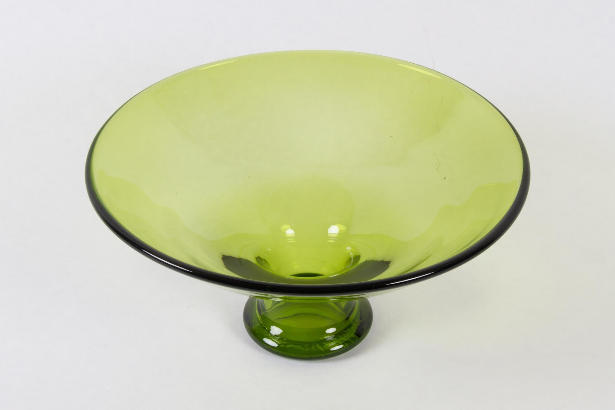 Mid-Century Modern Vintage Danish Maygreen Glass Bowl by Per Lütken for Holmegaard, 1950s