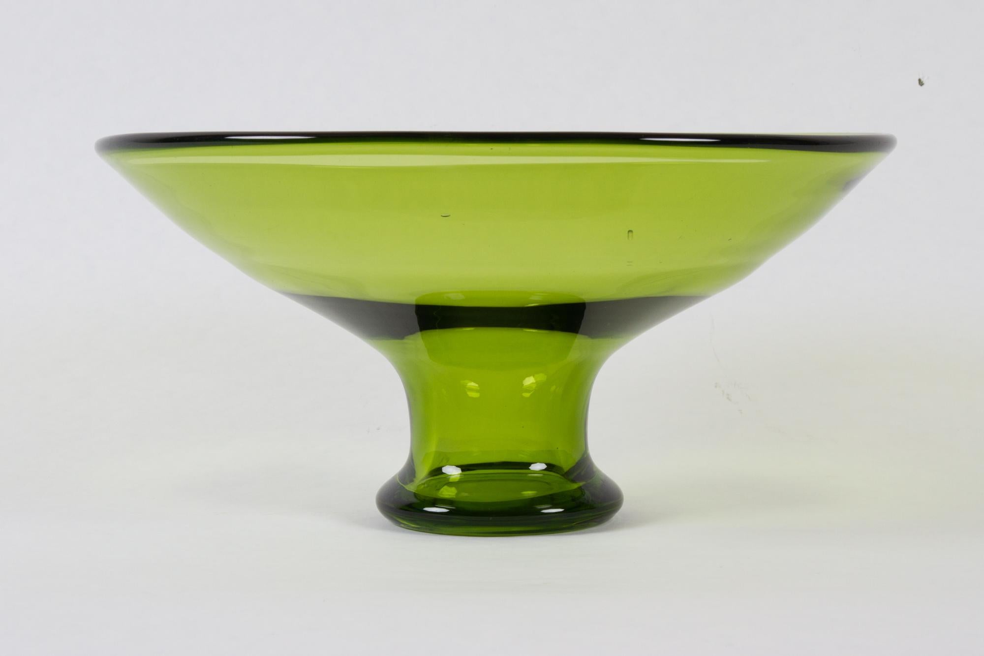 Vintage Danish Maygreen Glass Bowl by Per Lütken for Holmegaard, 1950s In Good Condition In Asaa, DK