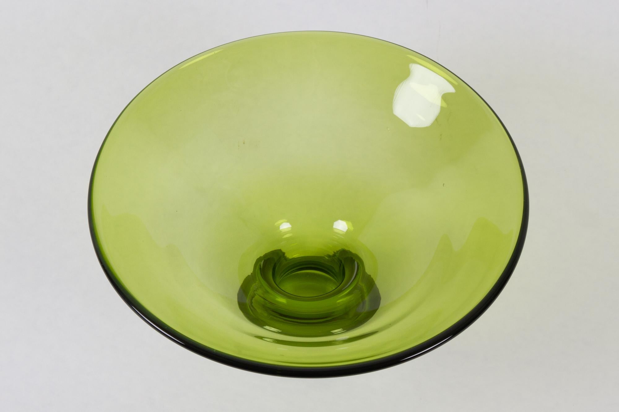 Blown Glass Vintage Danish Maygreen Glass Bowl by Per Lütken for Holmegaard, 1950s