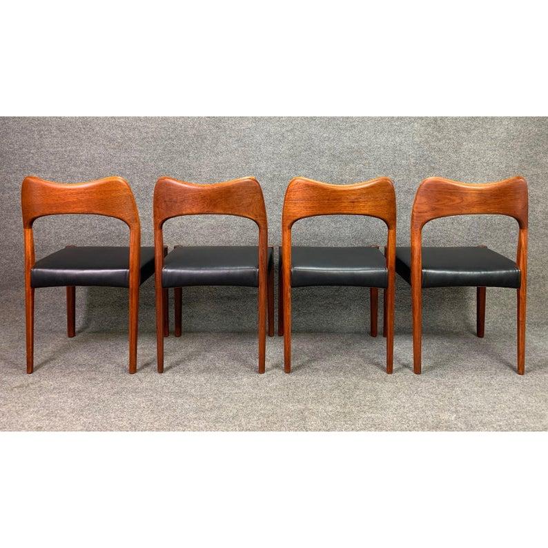 Vintage Danish Midcentury Arne Hovmand Olsen Teak Dining Chairs- Set of 4  In Good Condition In San Marcos, CA