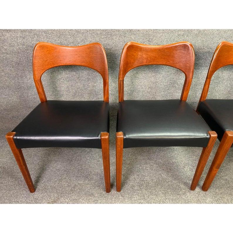 Mid-20th Century Vintage Danish Midcentury Arne Hovmand Olsen Teak Dining Chairs- Set of 4 