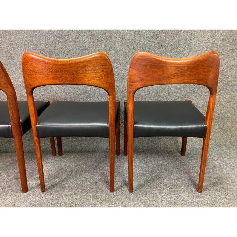 Vintage Danish Midcentury Arne Hovmand Olsen Teak Dining Chairs- Set of 4  3