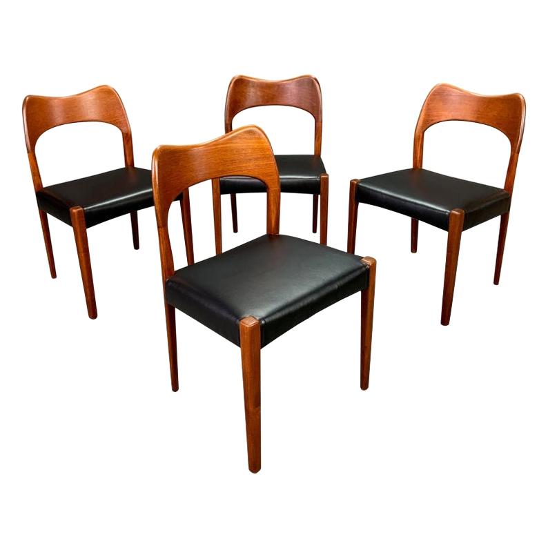 Vintage Danish Midcentury Arne Hovmand Olsen Teak Dining Chairs- Set of 4 
