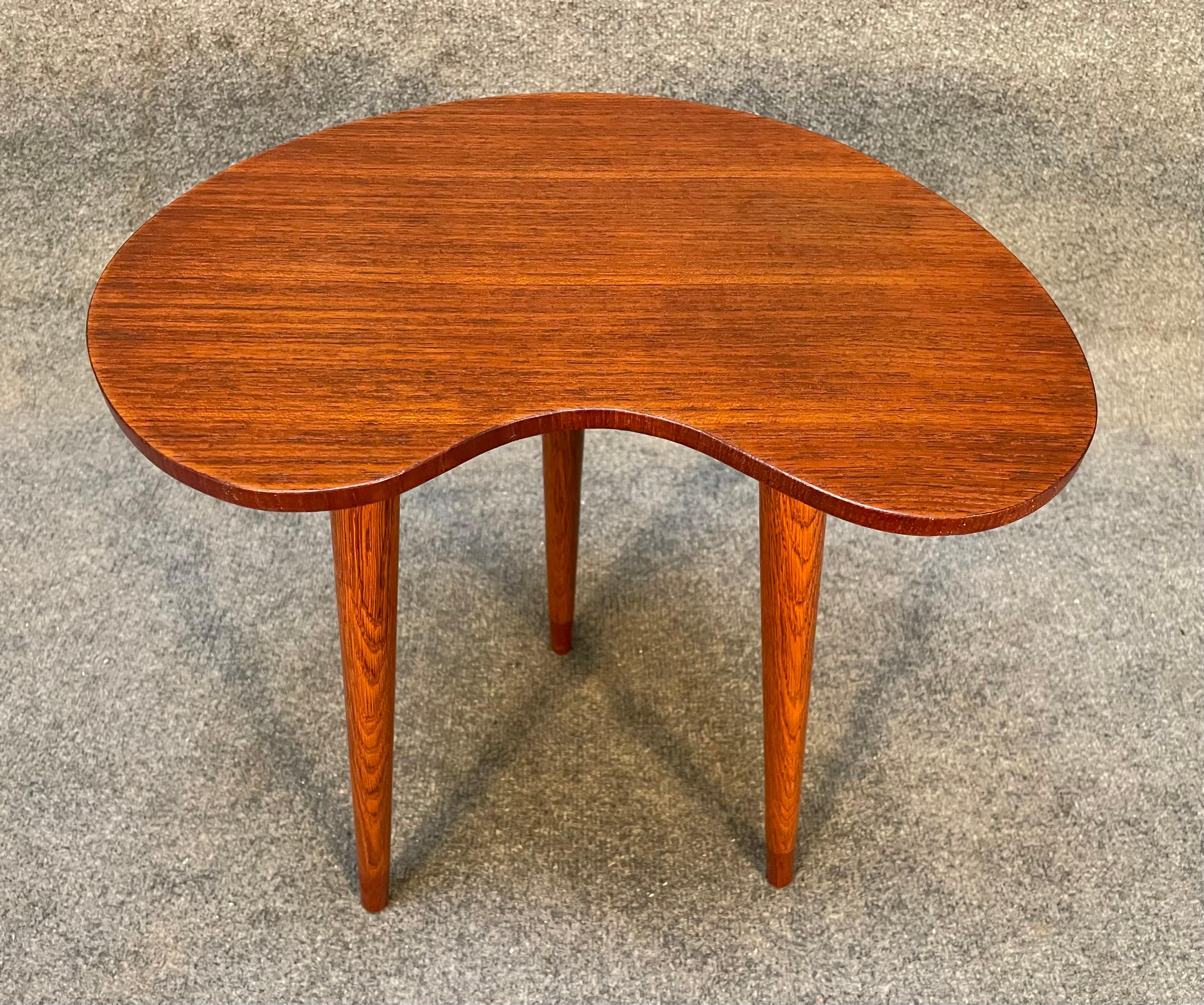 Vintage Danish Mid Century Boomerang Teak and Oak End Table by Gorm Mobler 1