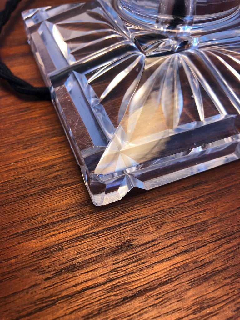 Vintage Danish Mid Century Cut Glass Table Lamp For Sale at 1stDibs