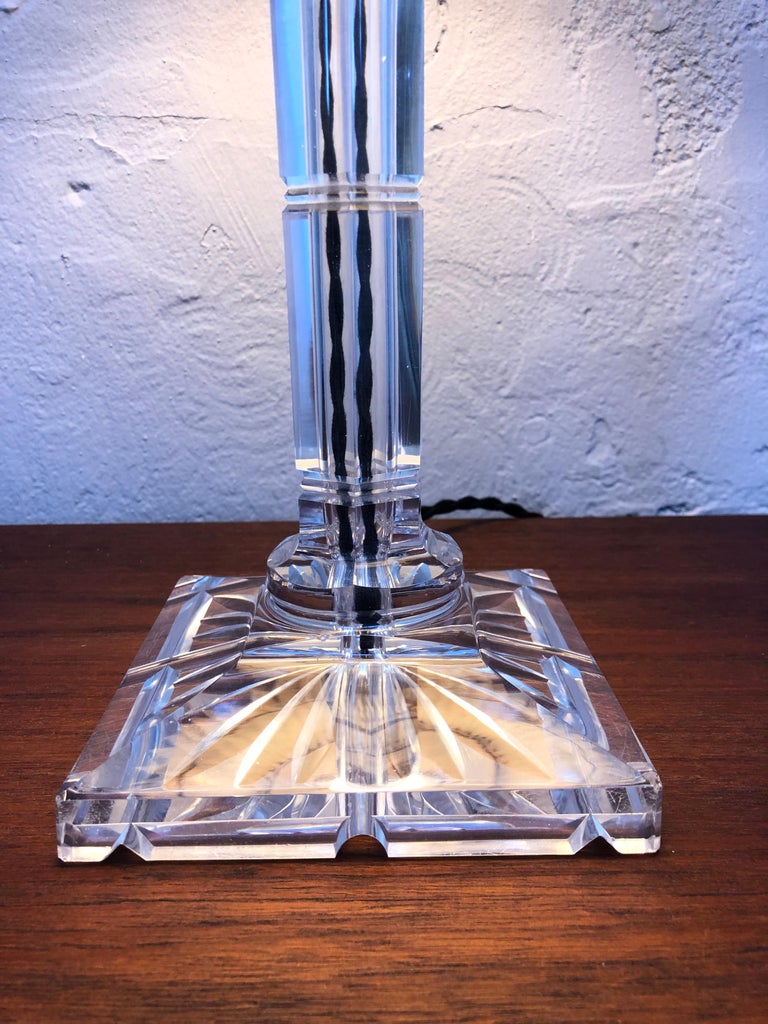 Vintage Danish Mid Century Cut Glass Table Lamp For Sale at 1stDibs