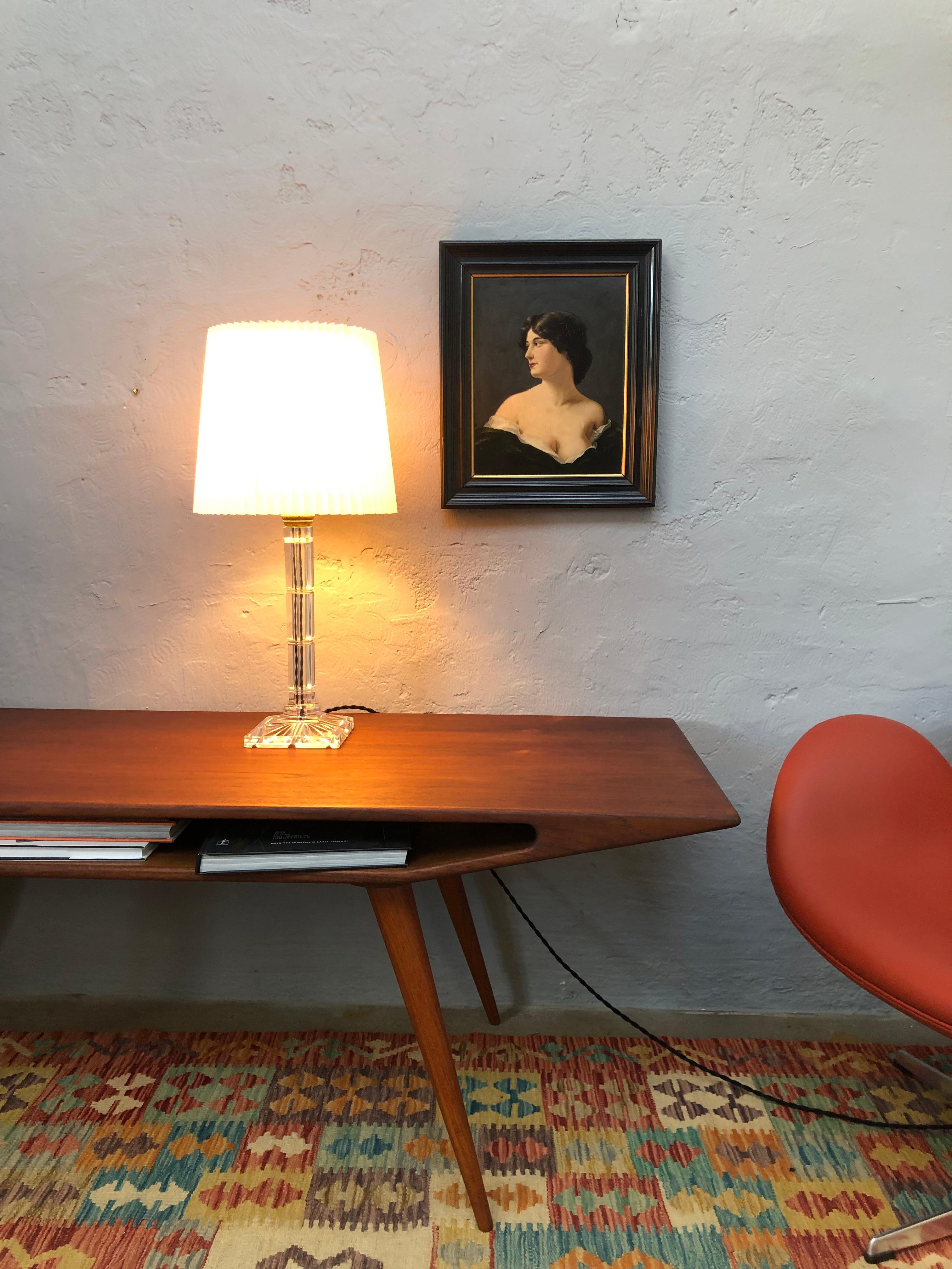 Vintage Danish Mid Century Cut Glass Table Lamp For Sale 7