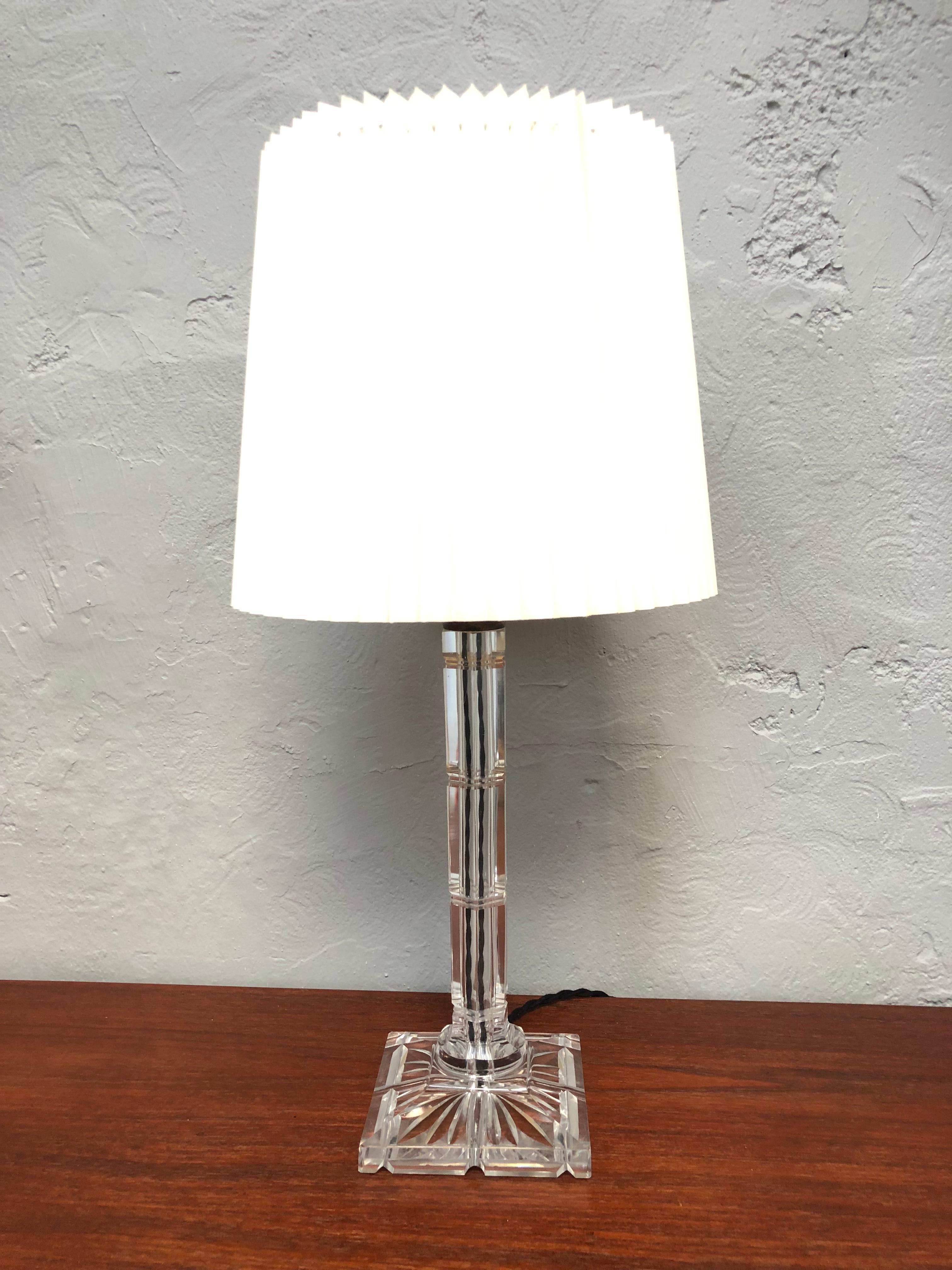 Mid-Century Modern Vintage Danish Mid Century Cut Glass Table Lamp For Sale
