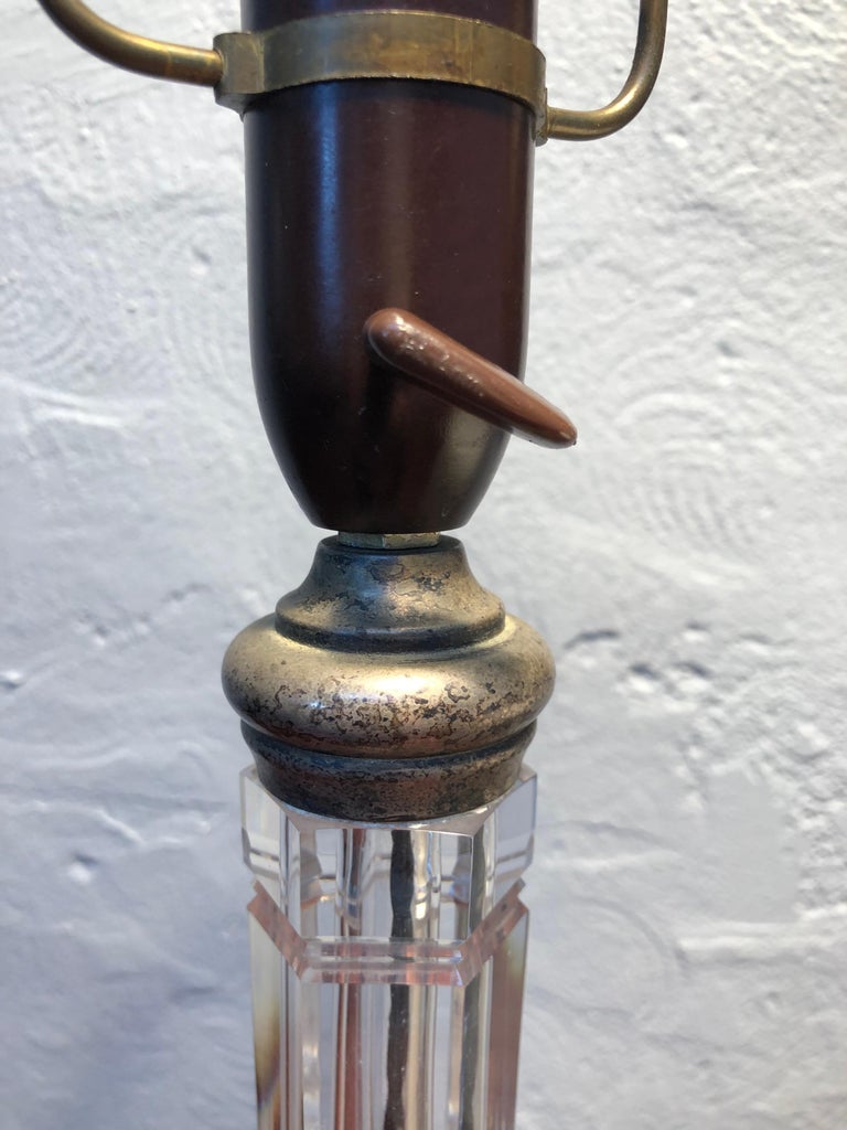 Vintage Danish Mid Century Cut Glass Table Lamp For Sale at 1stDibs