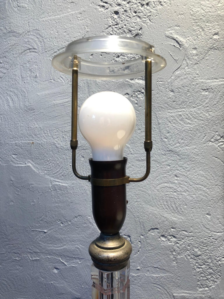 Vintage Danish Mid Century Cut Glass Table Lamp For Sale at 1stDibs