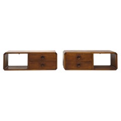 vintage Danish Mid-Century Floating Wall-Hung Nightstands
