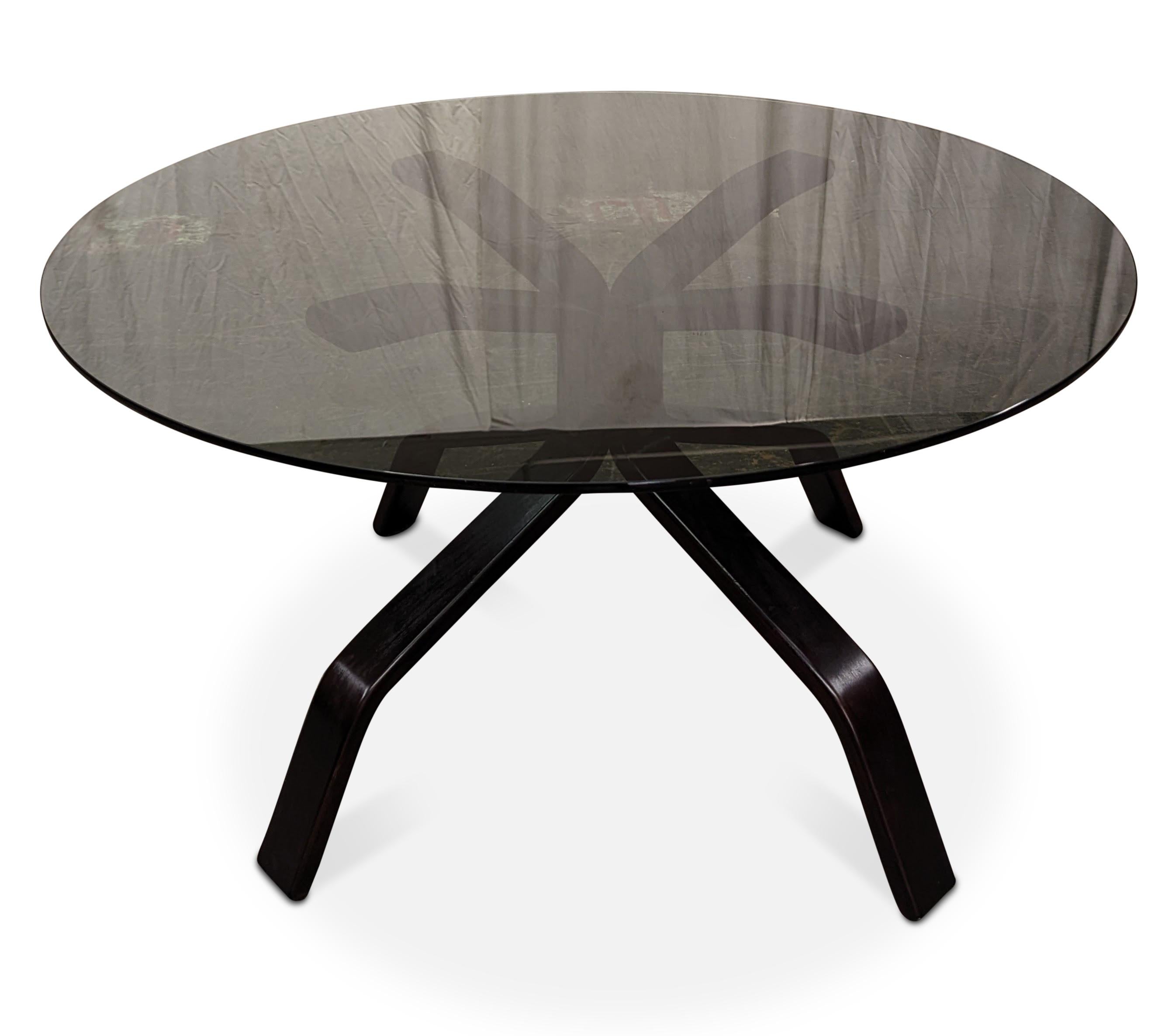 Mid-Century Modern Vintage Danish Mid Century Glass Top Coffee Table - 082339 For Sale