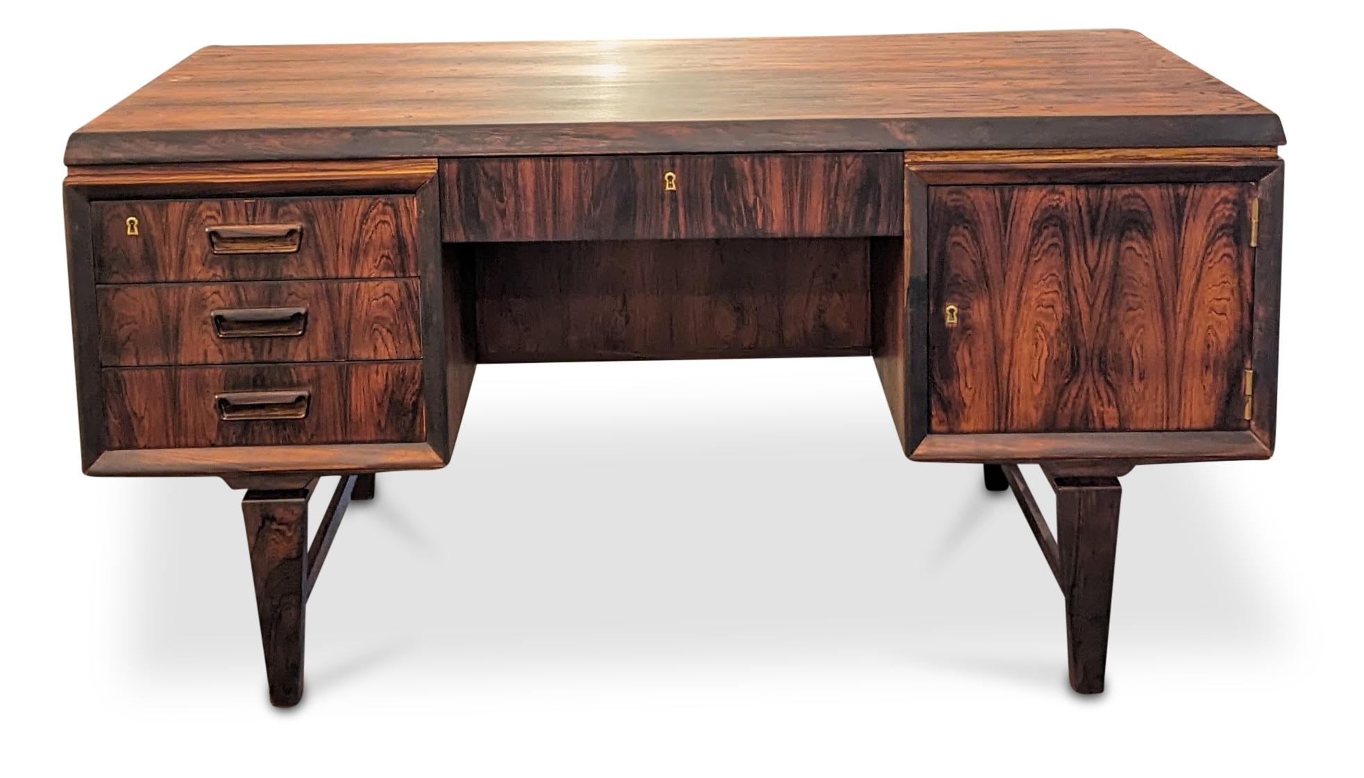 Mid-Century Modern Vintage Danish Mid Century Large Rosewood Desk - 072315 For Sale
