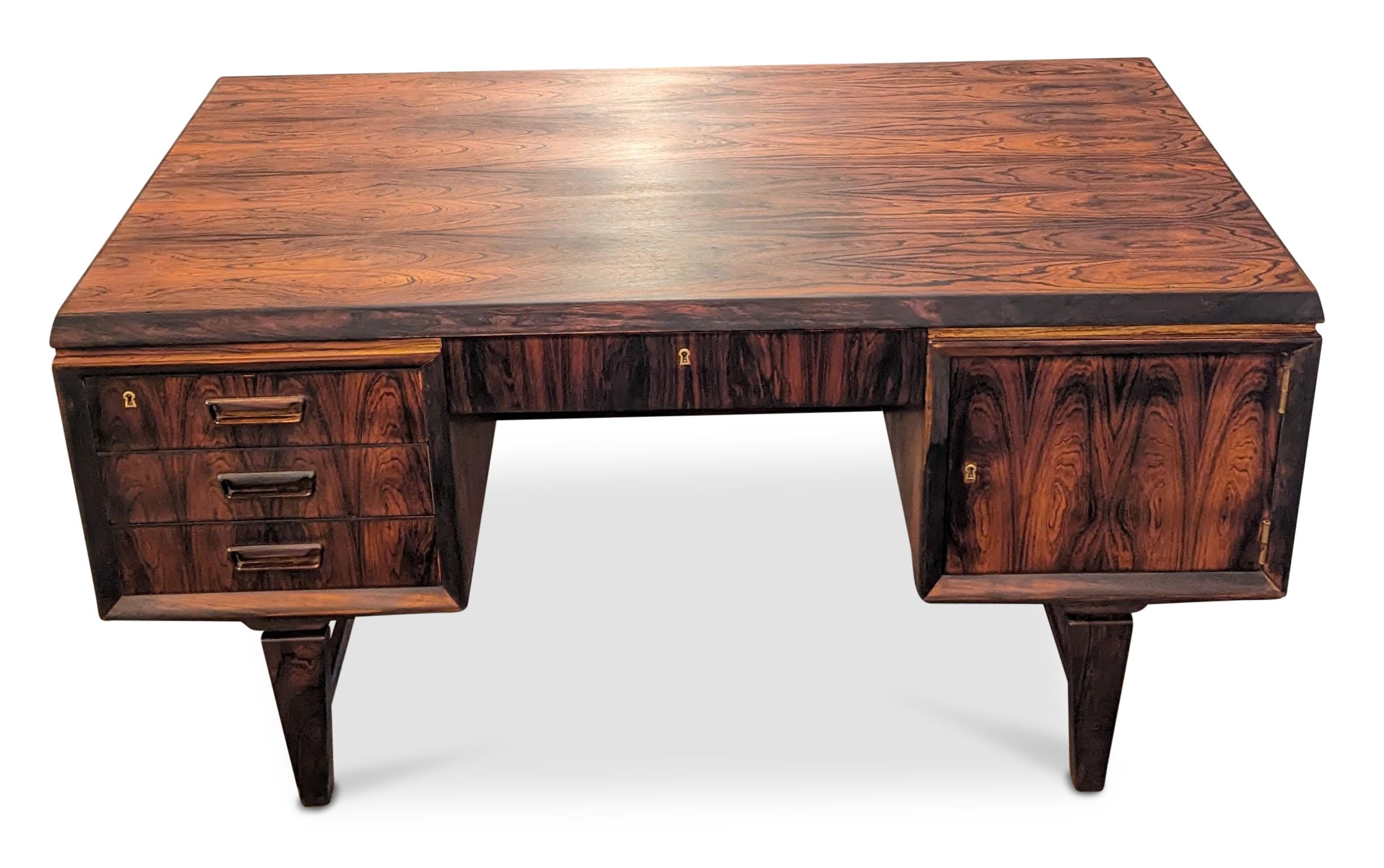 Mid-20th Century Vintage Danish Mid Century Large Rosewood Desk - 072315 For Sale