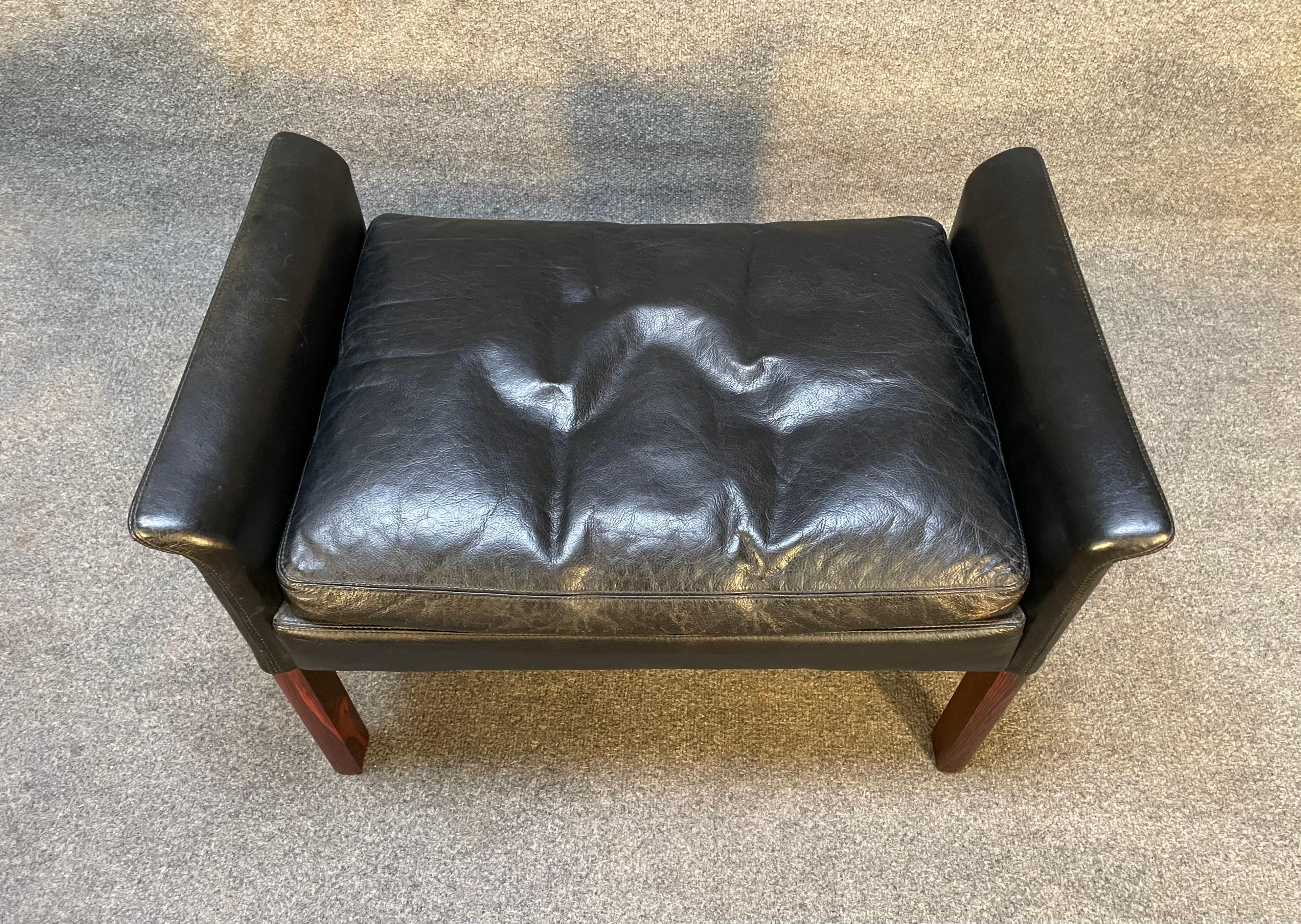 Vintage Danish Mid-Century Leather Lounge Chair and Ottoman by Hans Olsen In Good Condition In San Marcos, CA