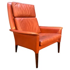 Vintage Danish Mid-Century Leather Lounge Chair Attributed to Johannes Andersen