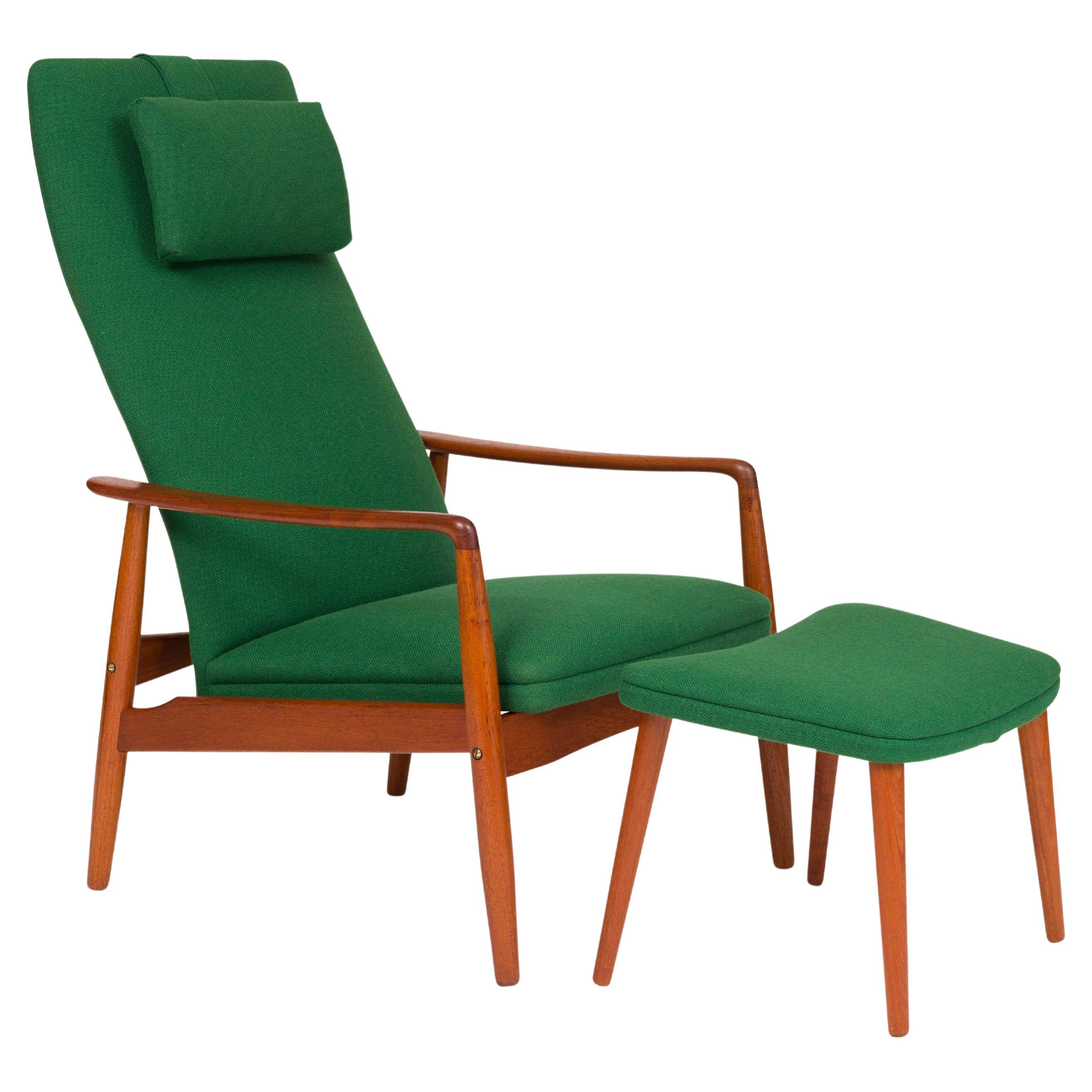 Vintage Danish Mid-Century Lounge Chair Ottoman by Svend Langkilde For Sale