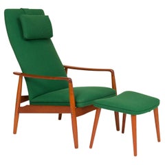 Vintage Danish Mid-Century Lounge Chair Ottoman by Svend Langkilde