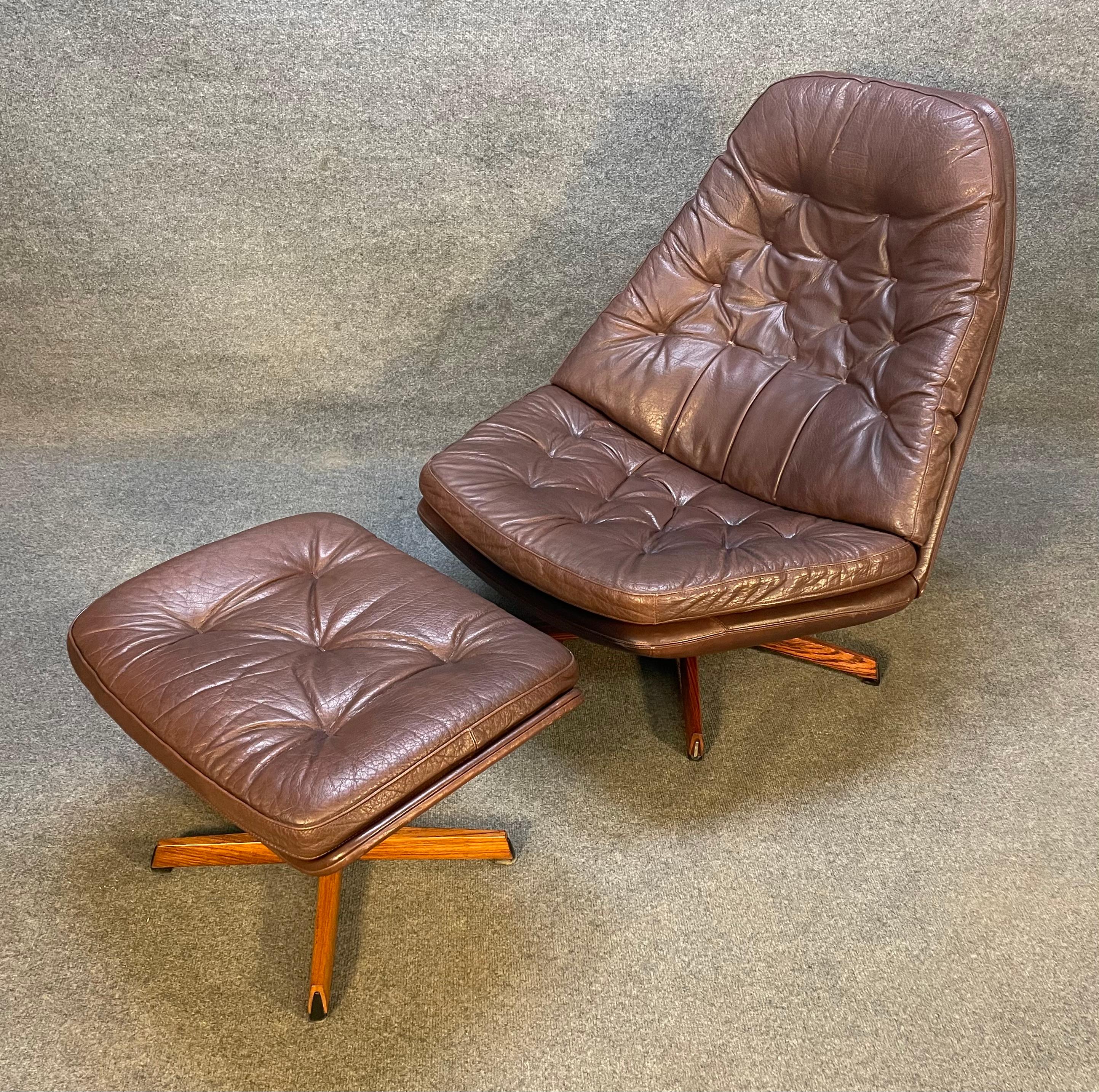 Woodwork Vintage Danish Mid Century Lounge Chair & Ottoman MS68 by Madsen & Schubell