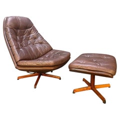Vintage Danish Mid Century Lounge Chair & Ottoman MS68 by Madsen & Schubell