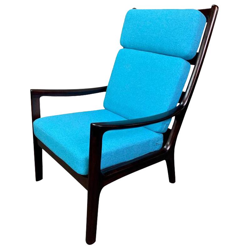 Vintage Danish Midcentury Mahogany "Senator" Lounge Chair by Ole Wanscher For Sale