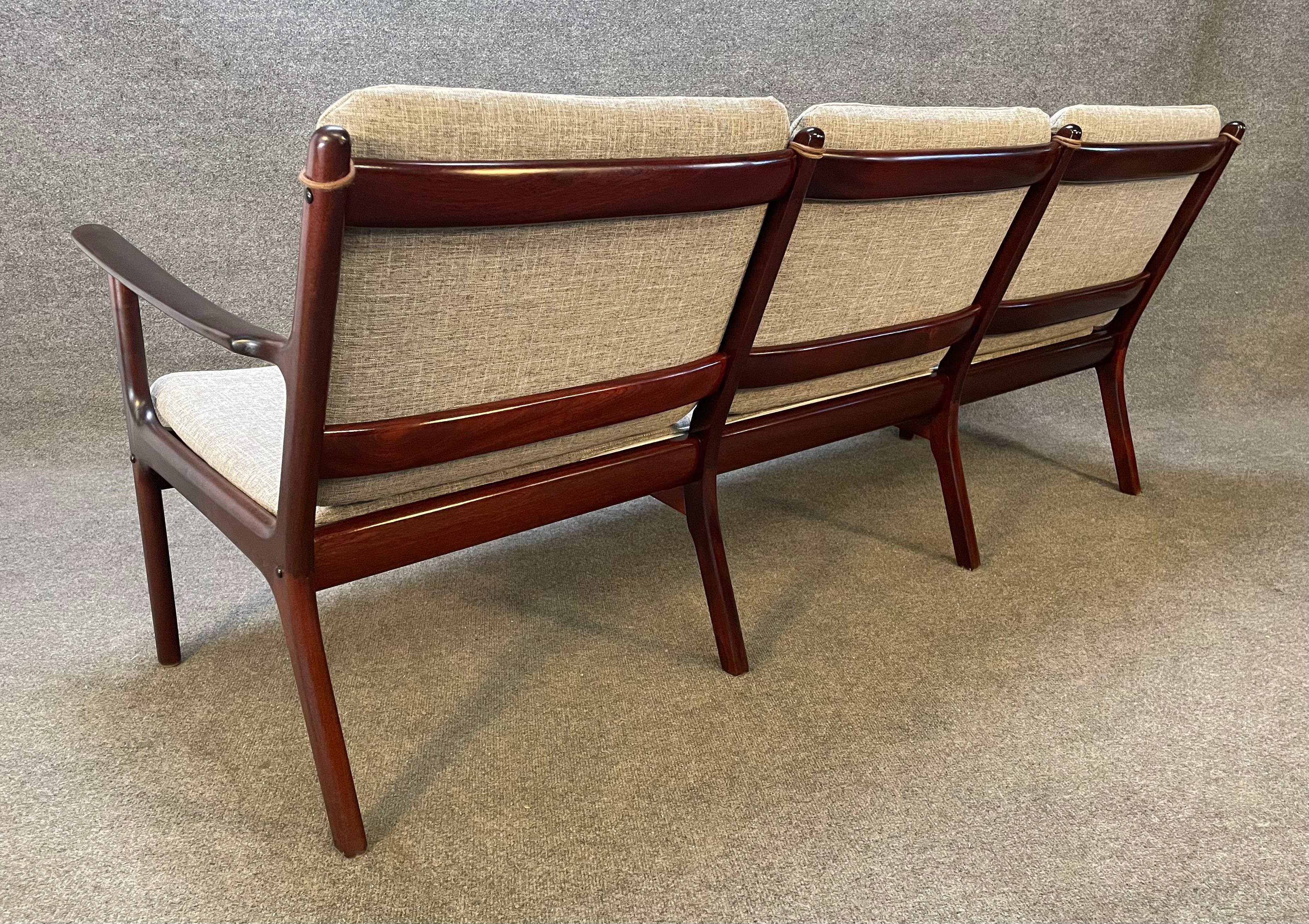 Vintage Danish Mid Century Mahogany Sofa by Ole Wanscher for Poul Jeppesen For Sale 2