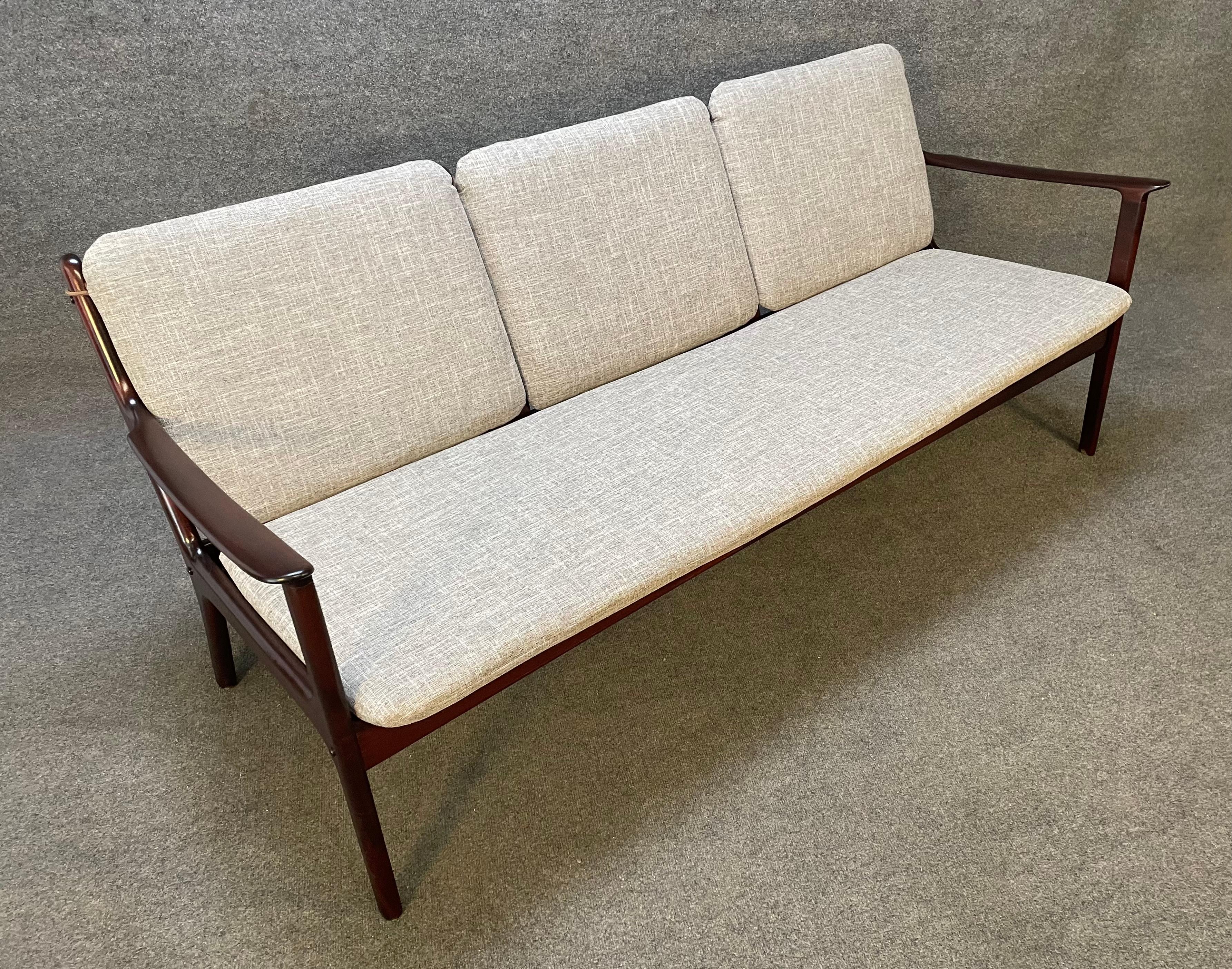 Vintage Danish Mid Century Mahogany Sofa by Ole Wanscher for Poul Jeppesen For Sale 4
