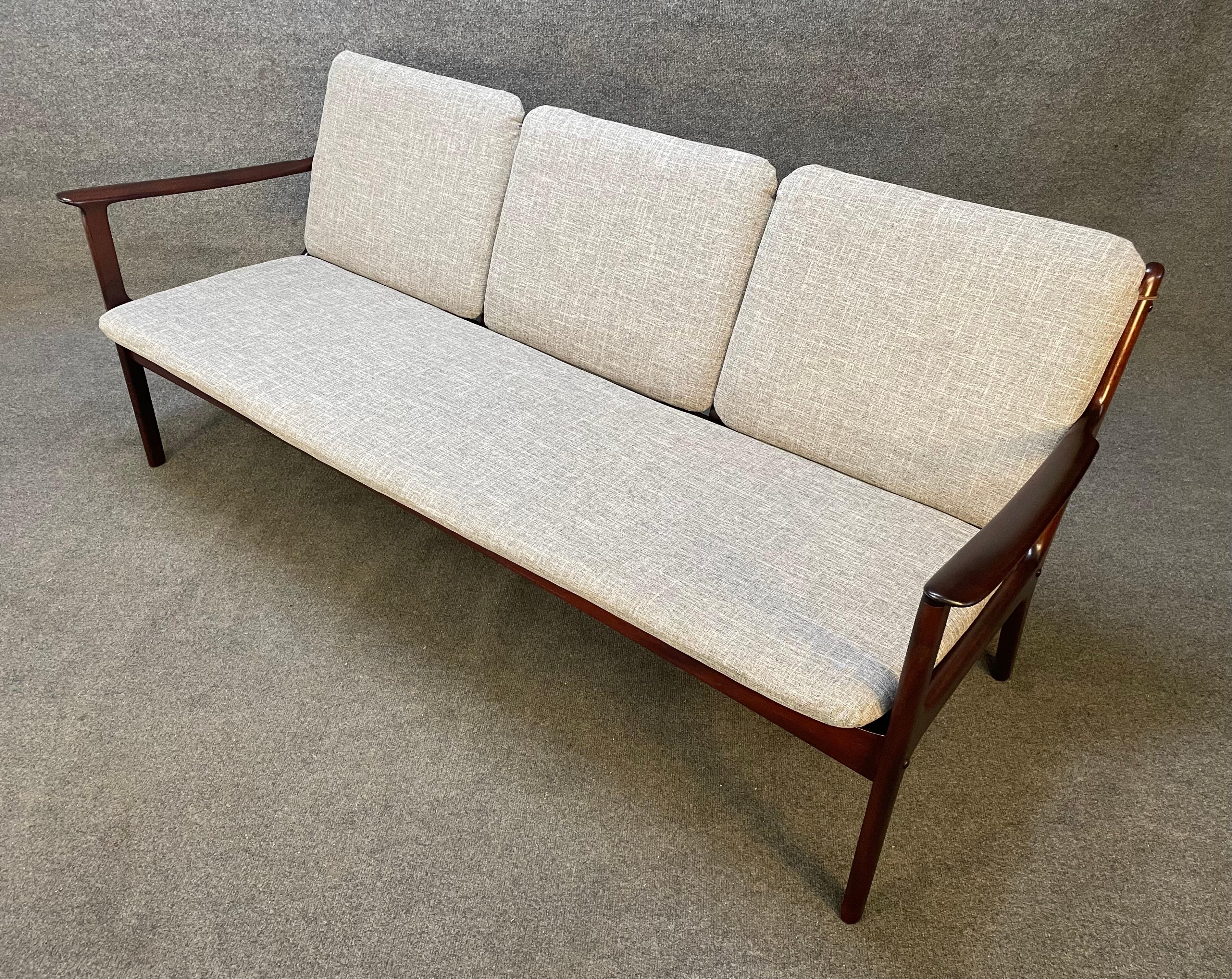 Woodwork Vintage Danish Mid Century Mahogany Sofa by Ole Wanscher for Poul Jeppesen For Sale
