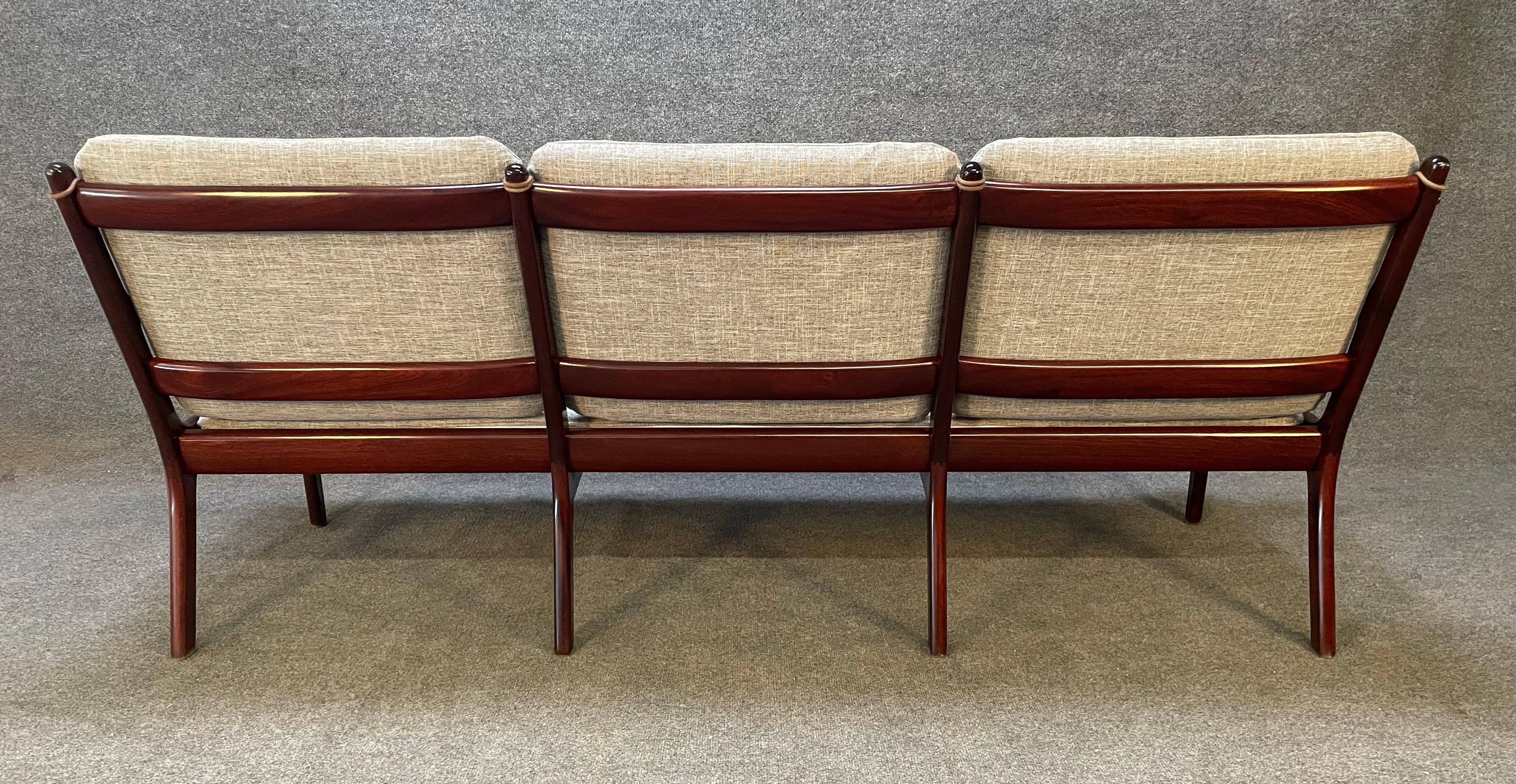 Vintage Danish Mid Century Mahogany Sofa by Ole Wanscher for Poul Jeppesen For Sale 1