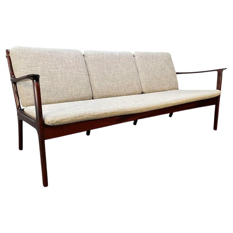 Vintage Danish Mid Century Mahogany Sofa by Ole Wanscher for Poul Jeppesen