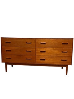 Vintage Danish Mid Century Modern 6-Drawer Teak Dresser Imported From Denmark.
