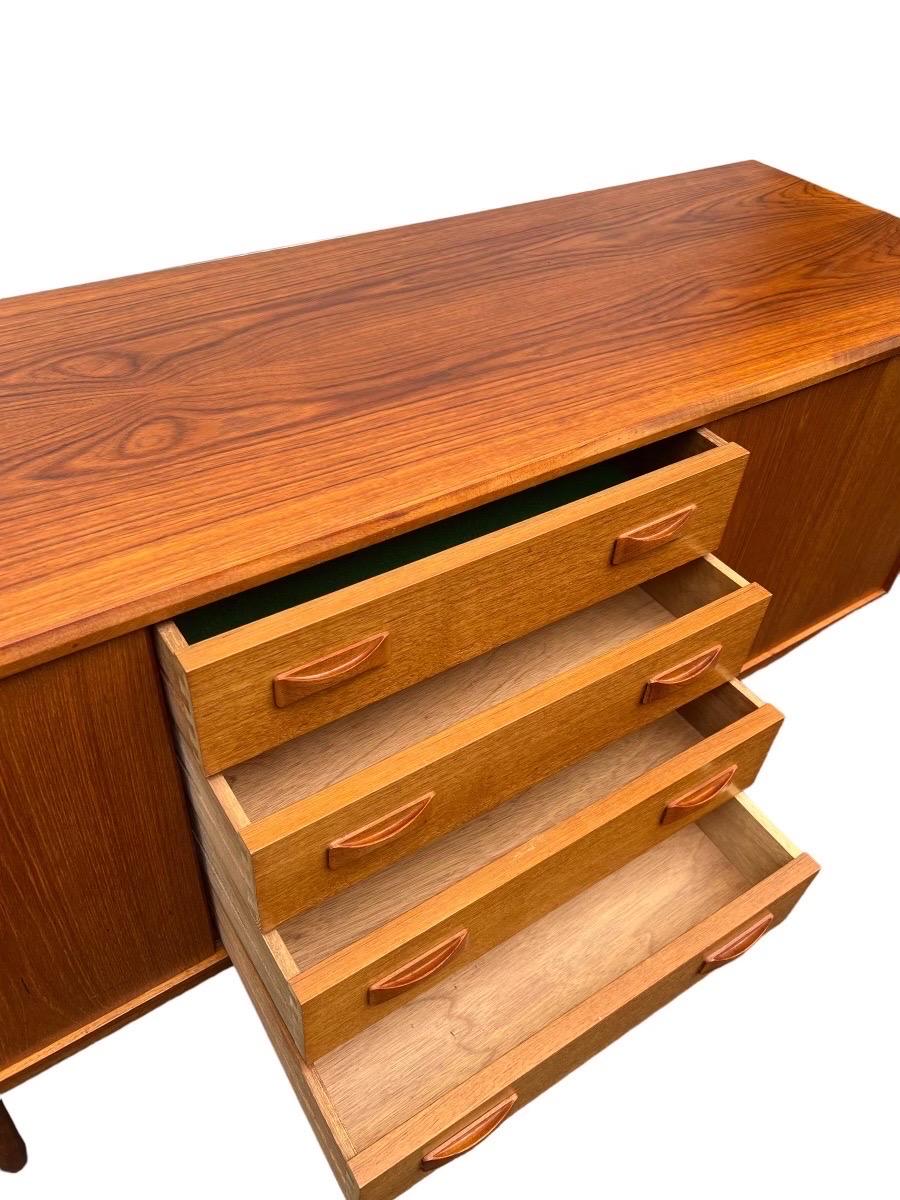 Wood Vintage Danish Mid-Century Modern Credenza by Clausen and Sons Dovetail Drawers For Sale