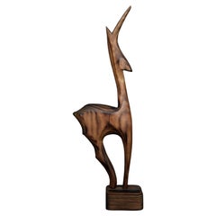 Figurina di gazzella in legno scuro danese d'epoca del Mid-Century Modern, anni '60