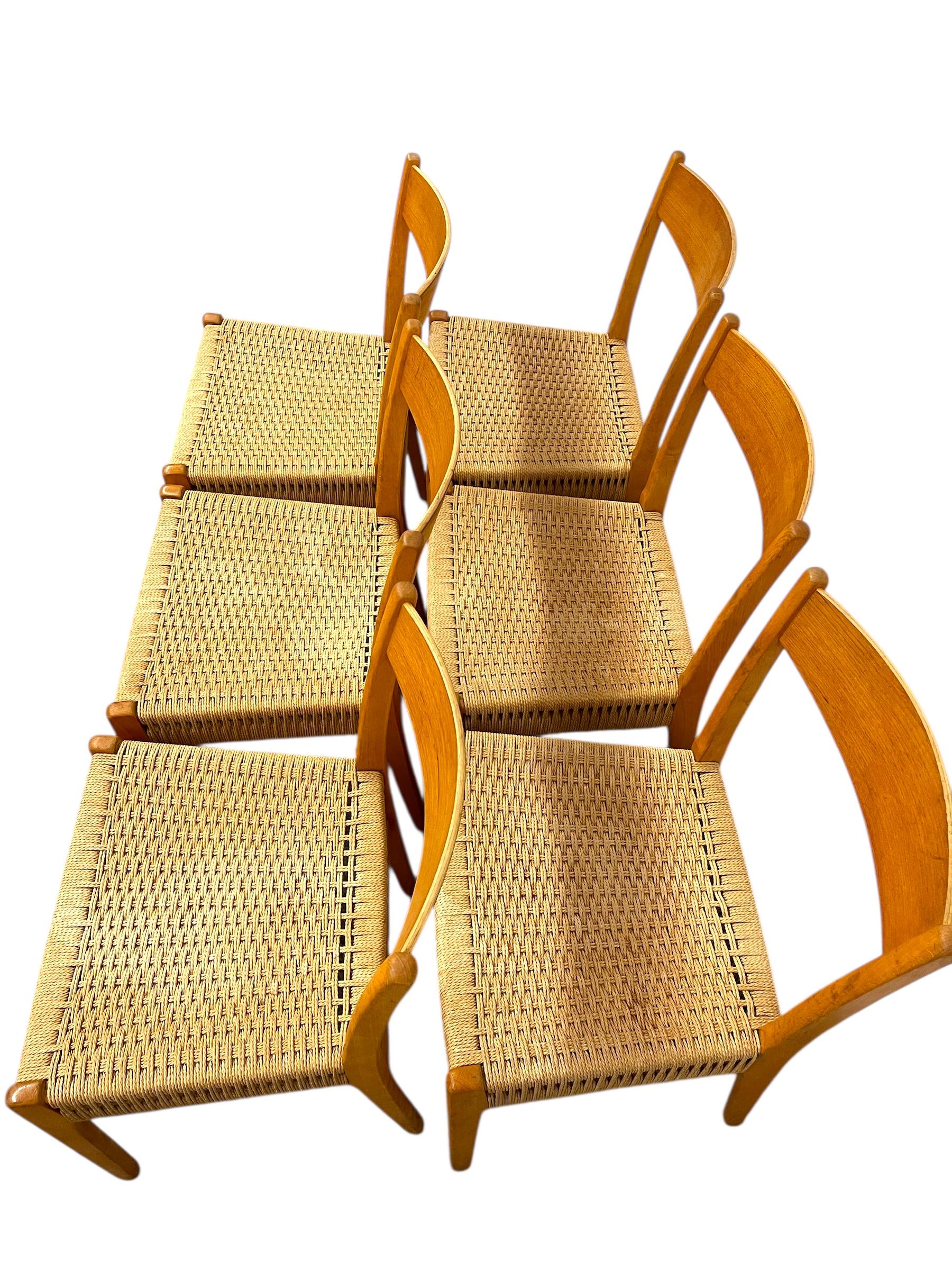 Vintage Danish Mid Century Modern Dining Chair Set of 6 by Skovmand & Andersen. im Angebot 1