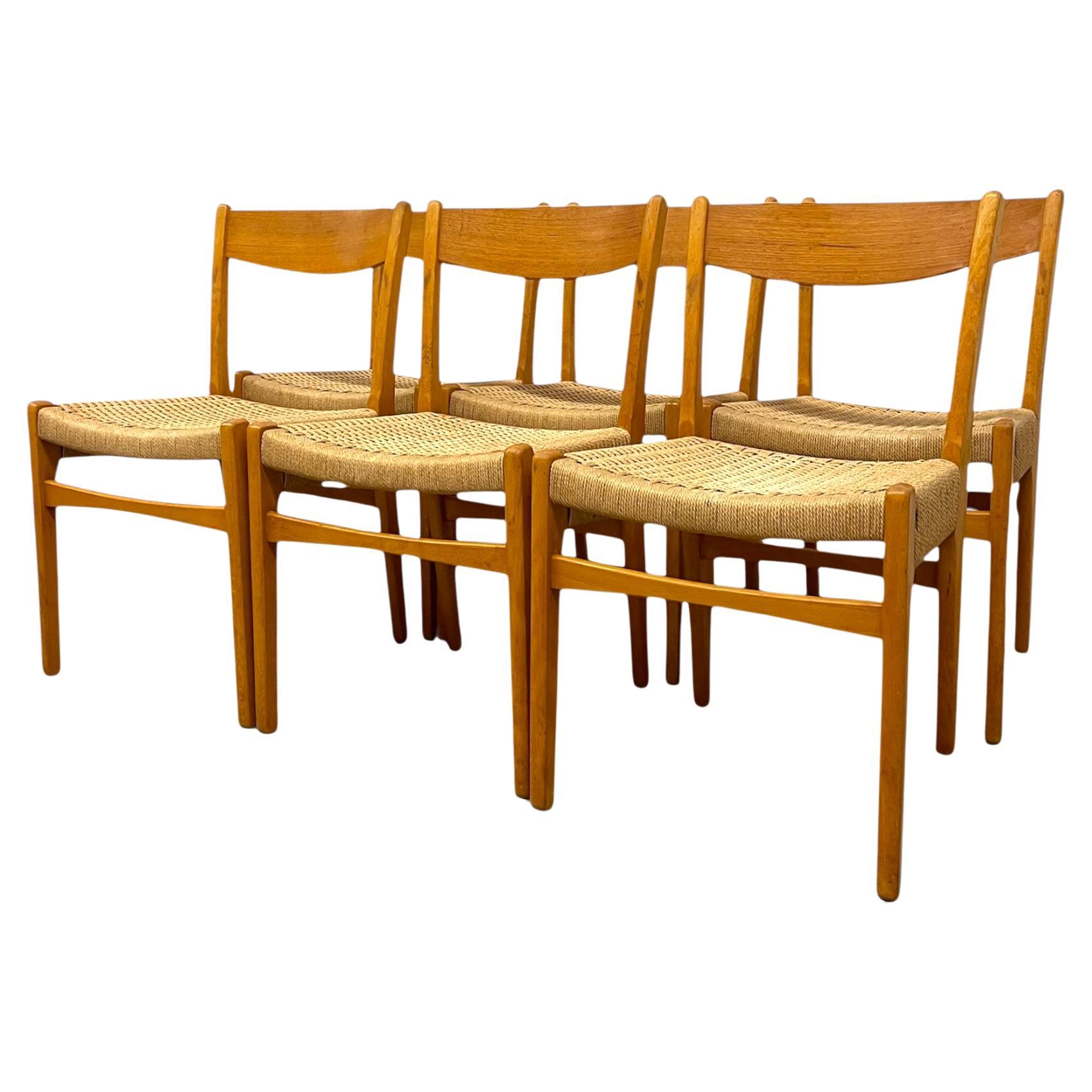 Vintage Danish Mid Century Modern Dining Chair Set of 6 by Skovmand & Andersen. im Angebot