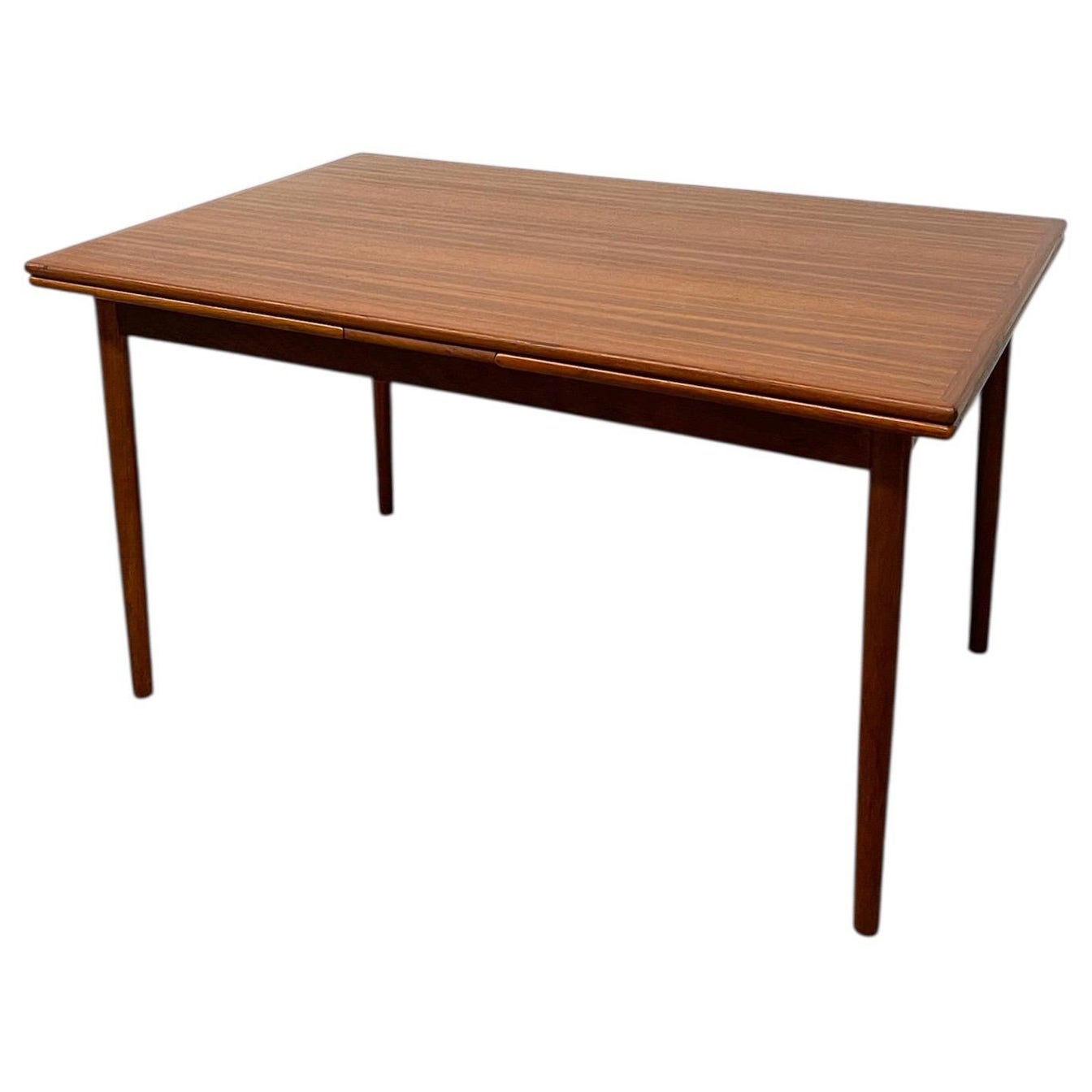 Mesa de comedor extensible danesa vintage de mediados de siglo con hojas deslizantes